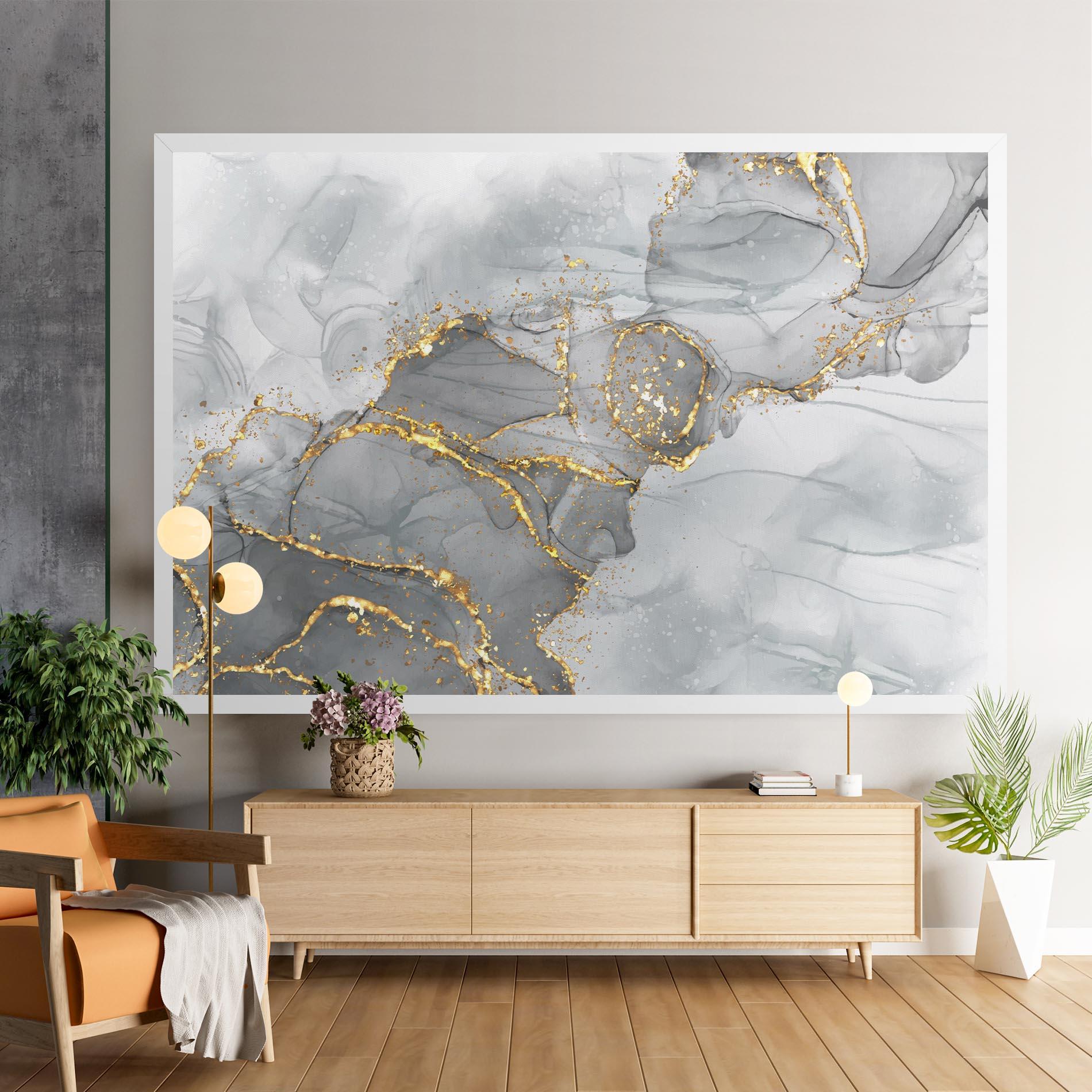 Vászonkép White Ink Marble mockup 9