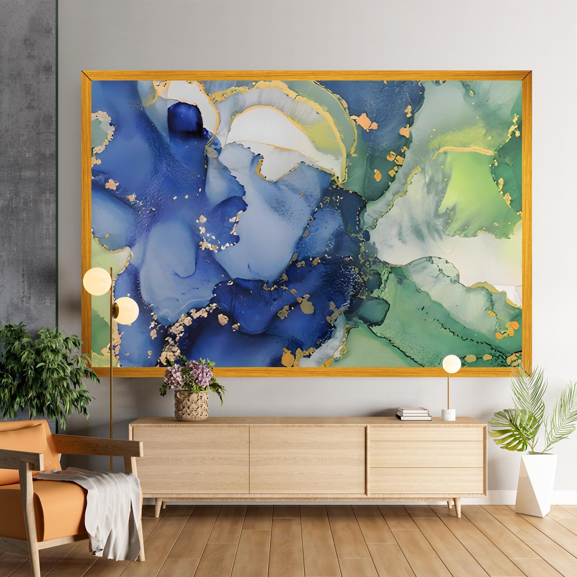 Vászonkép Green Paint Marble mockup 9