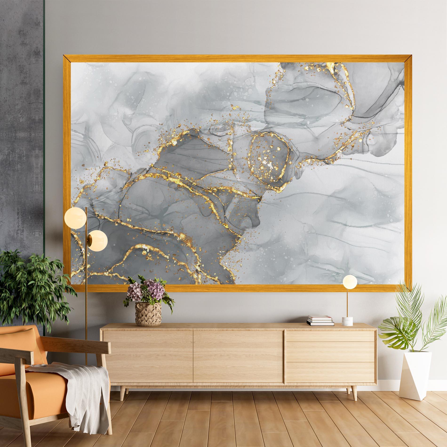 Vászonkép White Ink Marble mockup 9