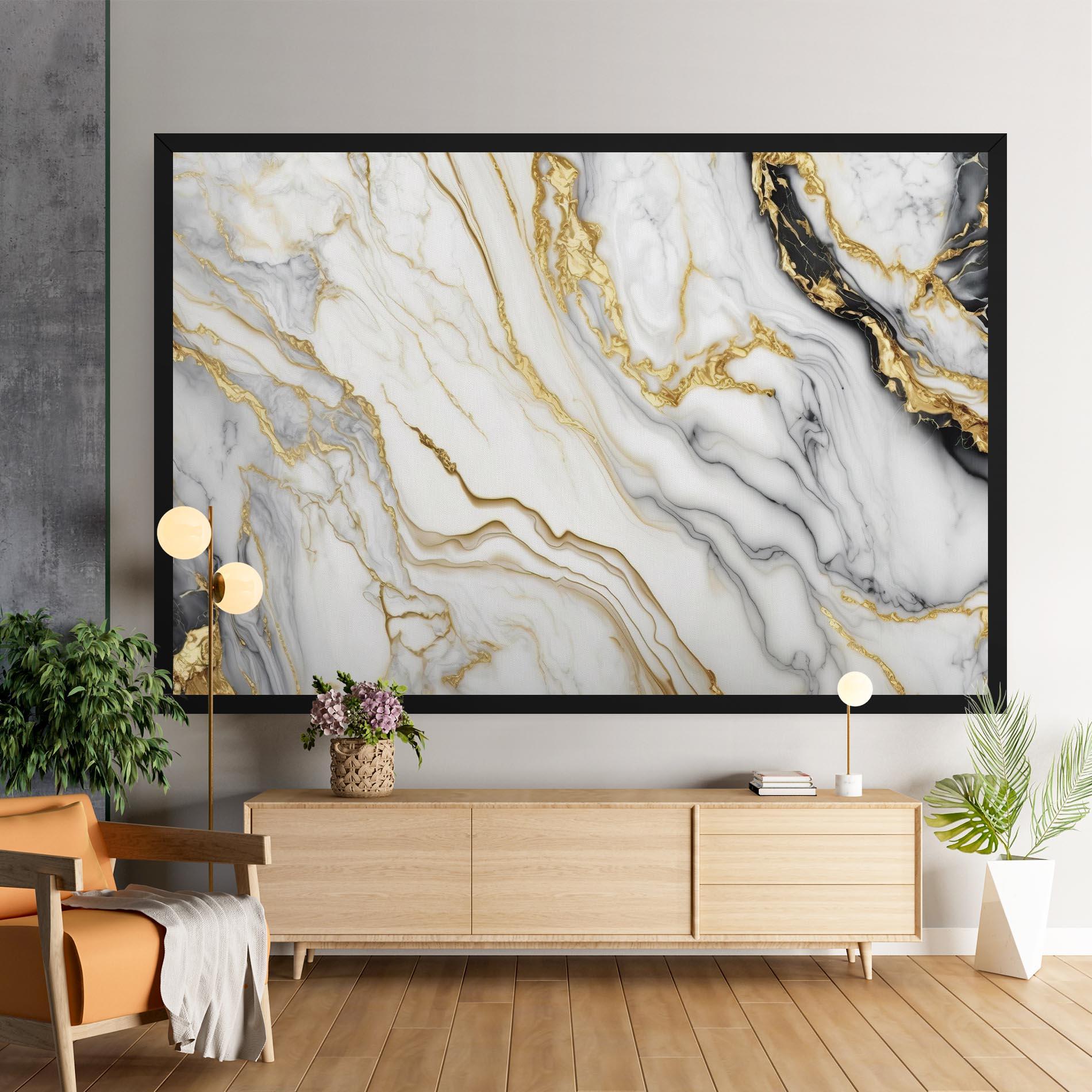 Vászonkép White Golden Marble mockup 9