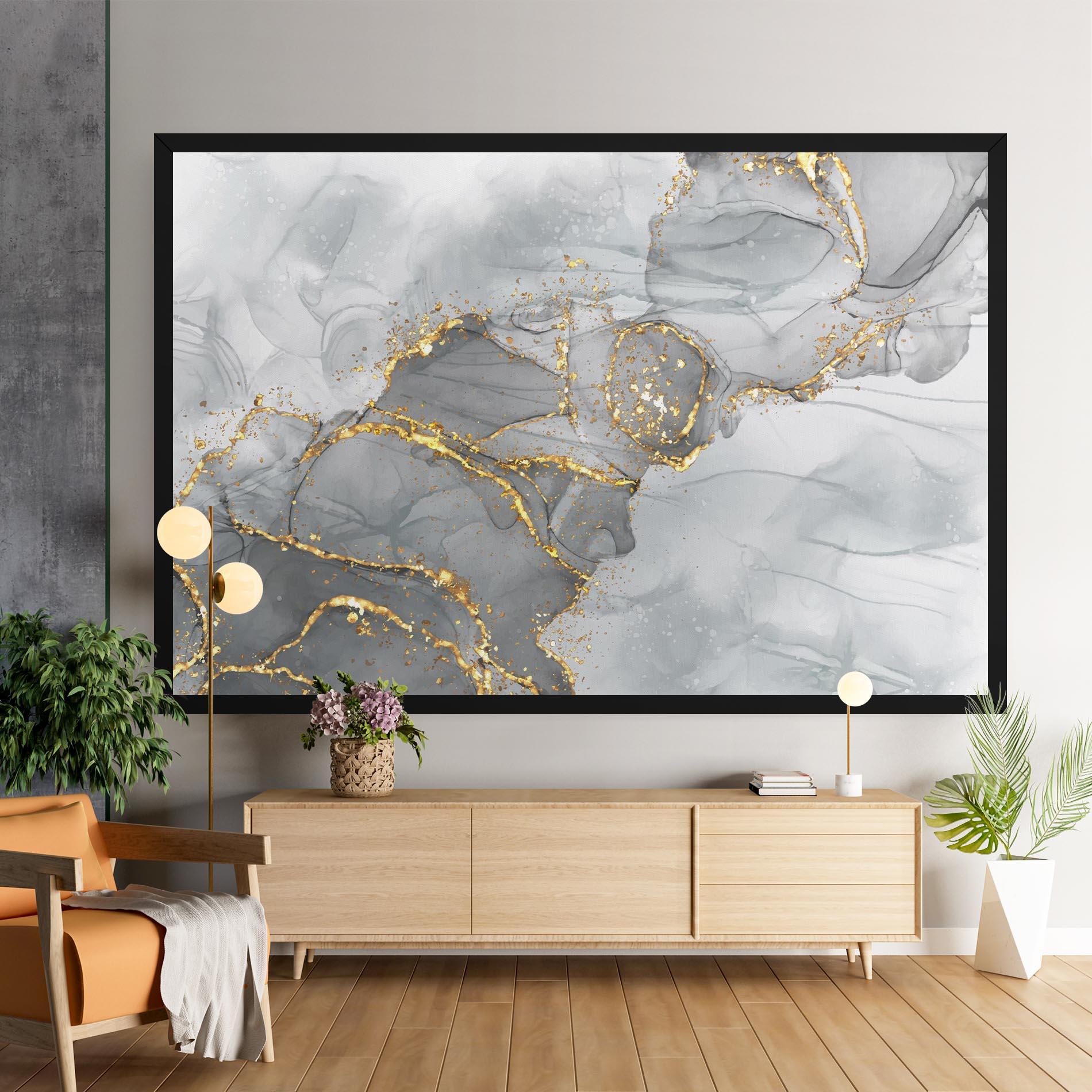 Vászonkép White Ink Marble mockup 9