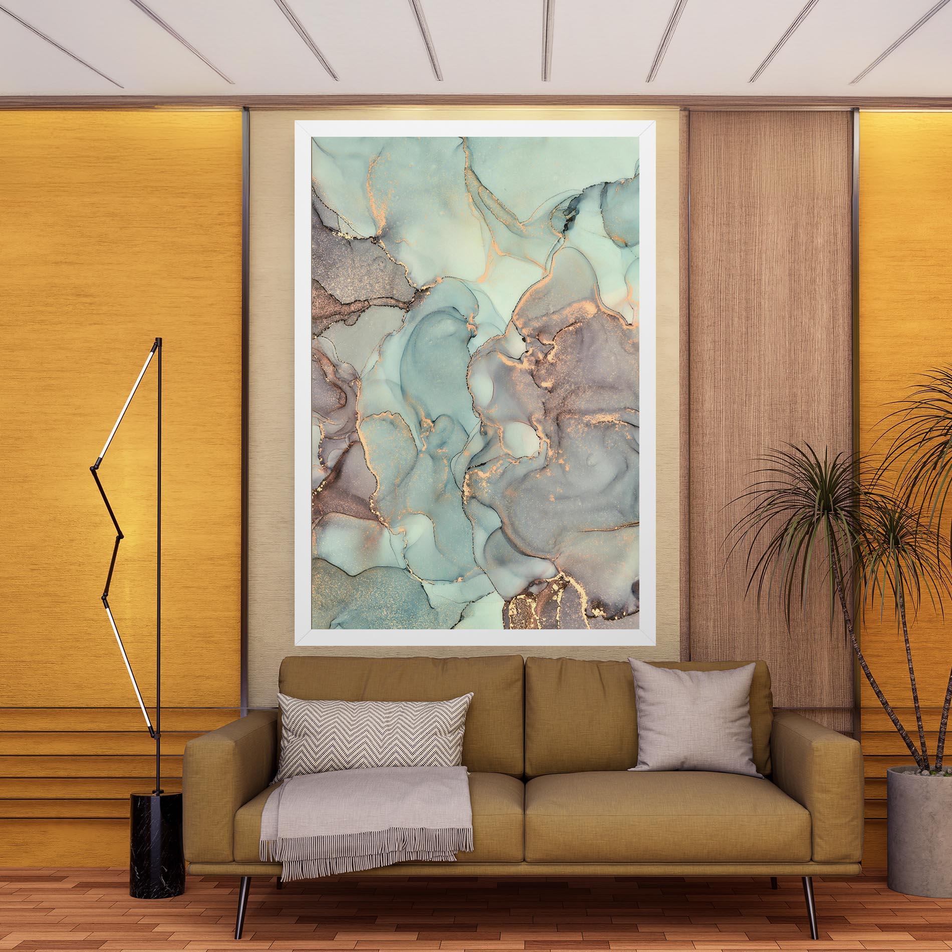 Vászonkép Abstract Turquoise Marble mockup 9