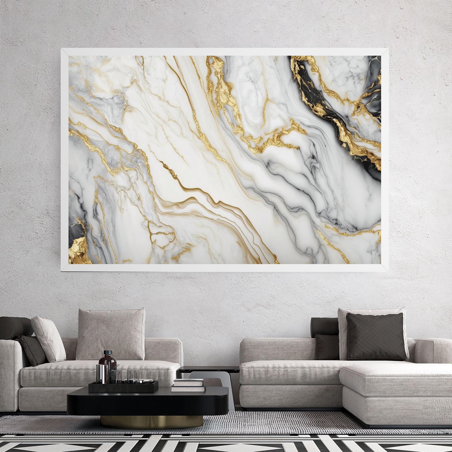 Vászonkép White Golden Marble mockup 2