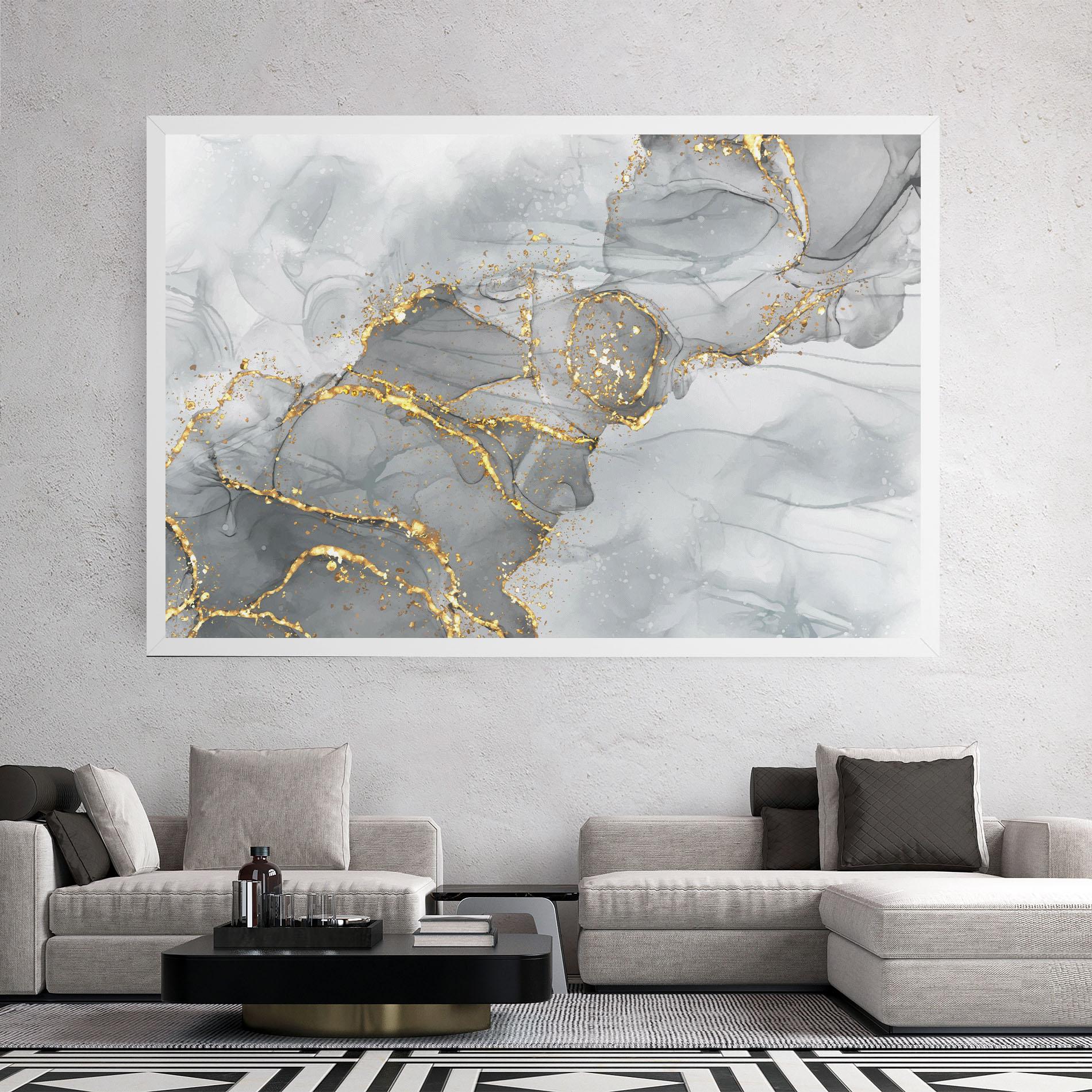 Vászonkép White Ink Marble mockup 2