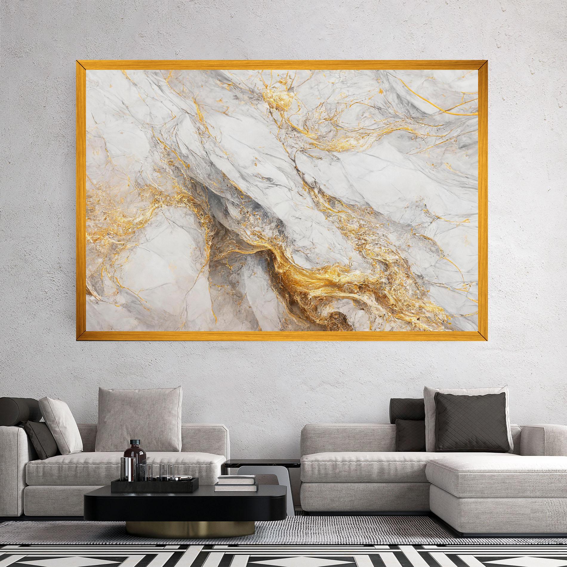 Vászonkép Gold Liquid Grey Marble mockup 2