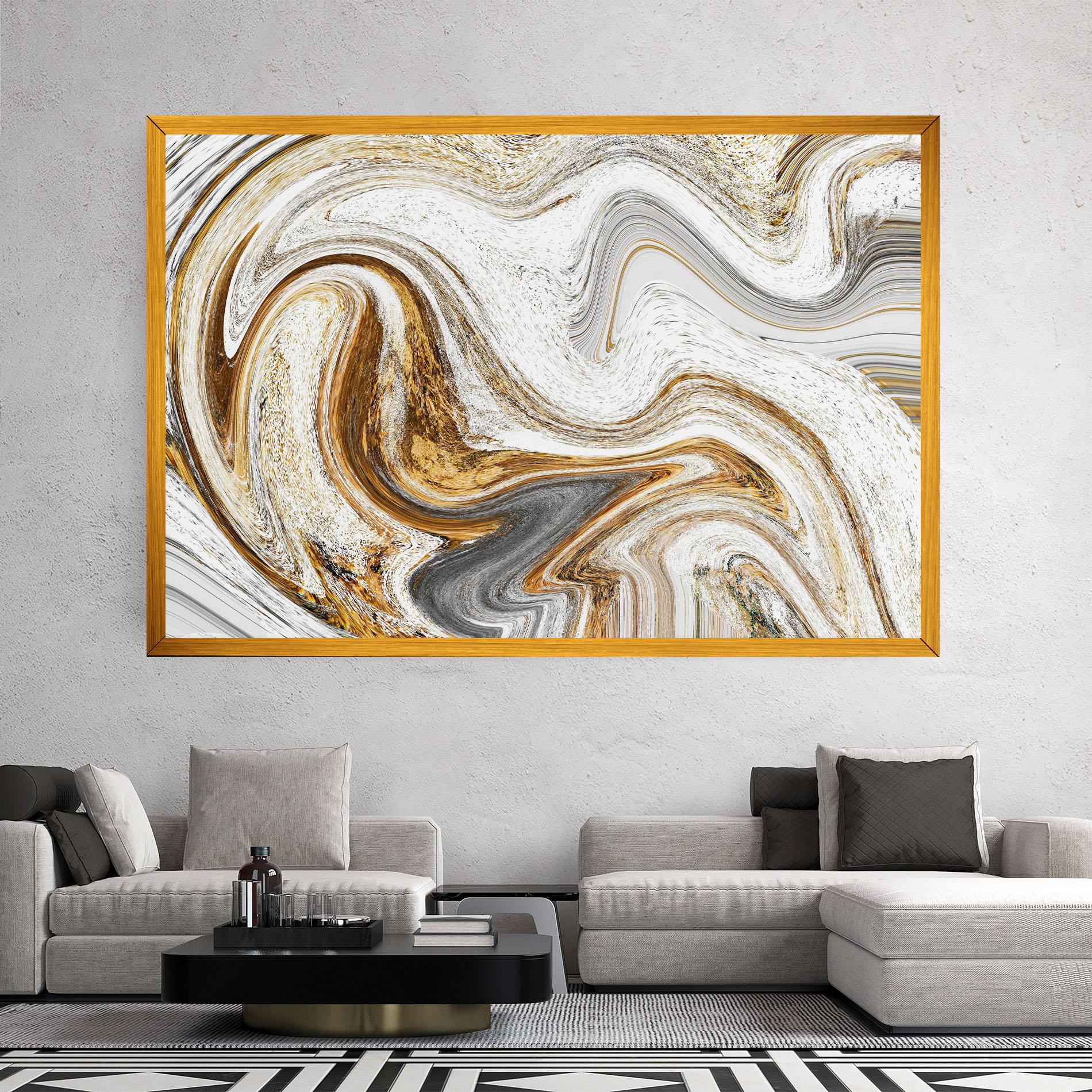 Vászonkép Gold White Liquid mockup 2