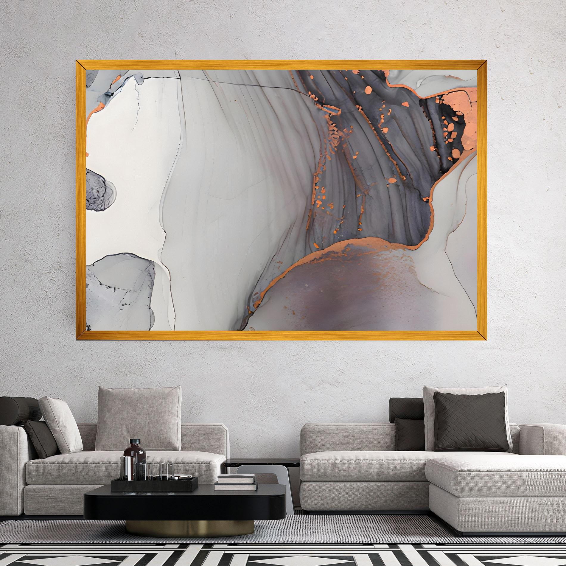 Vászonkép Grey Pink Liquid Marble mockup 2