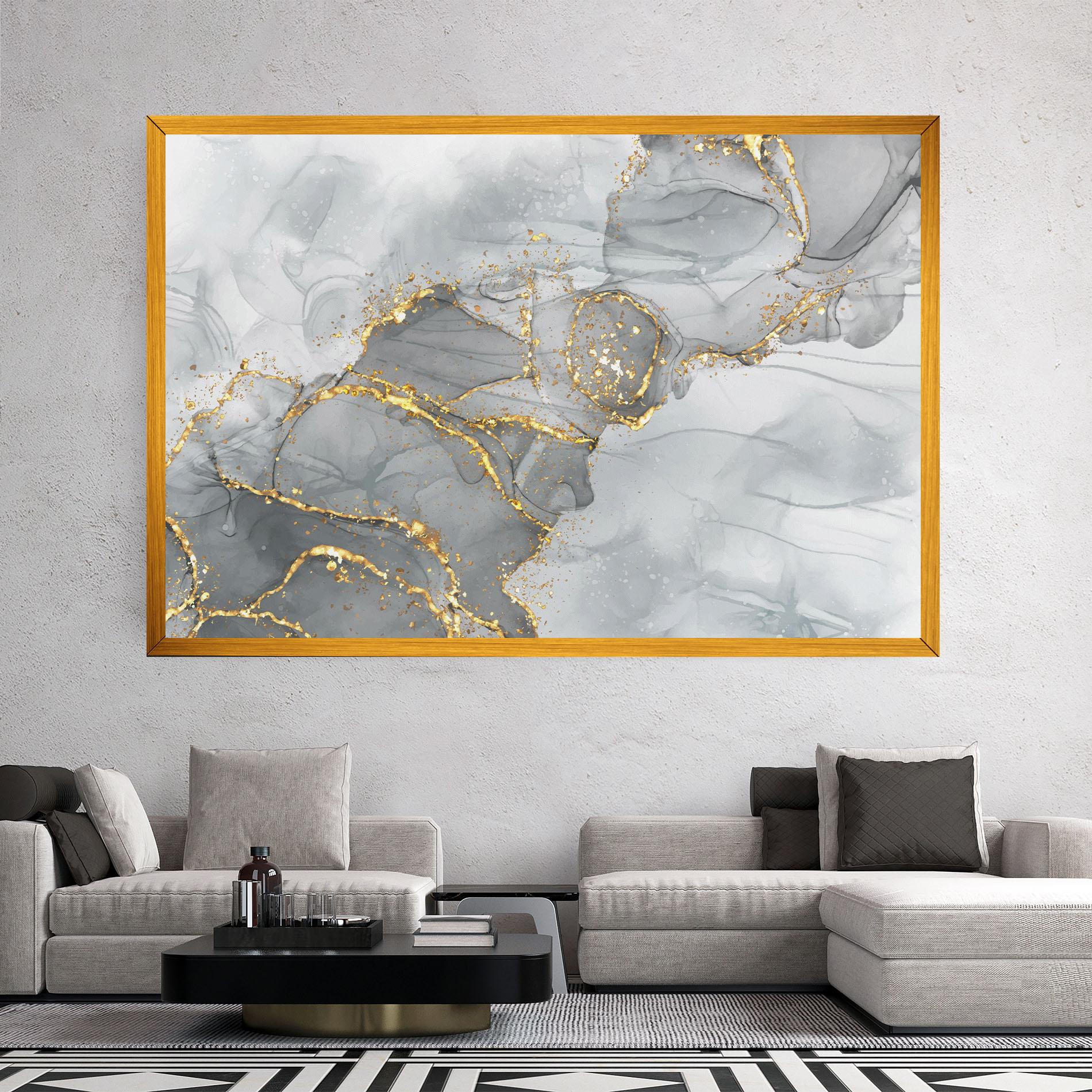 Vászonkép White Ink Marble mockup 2