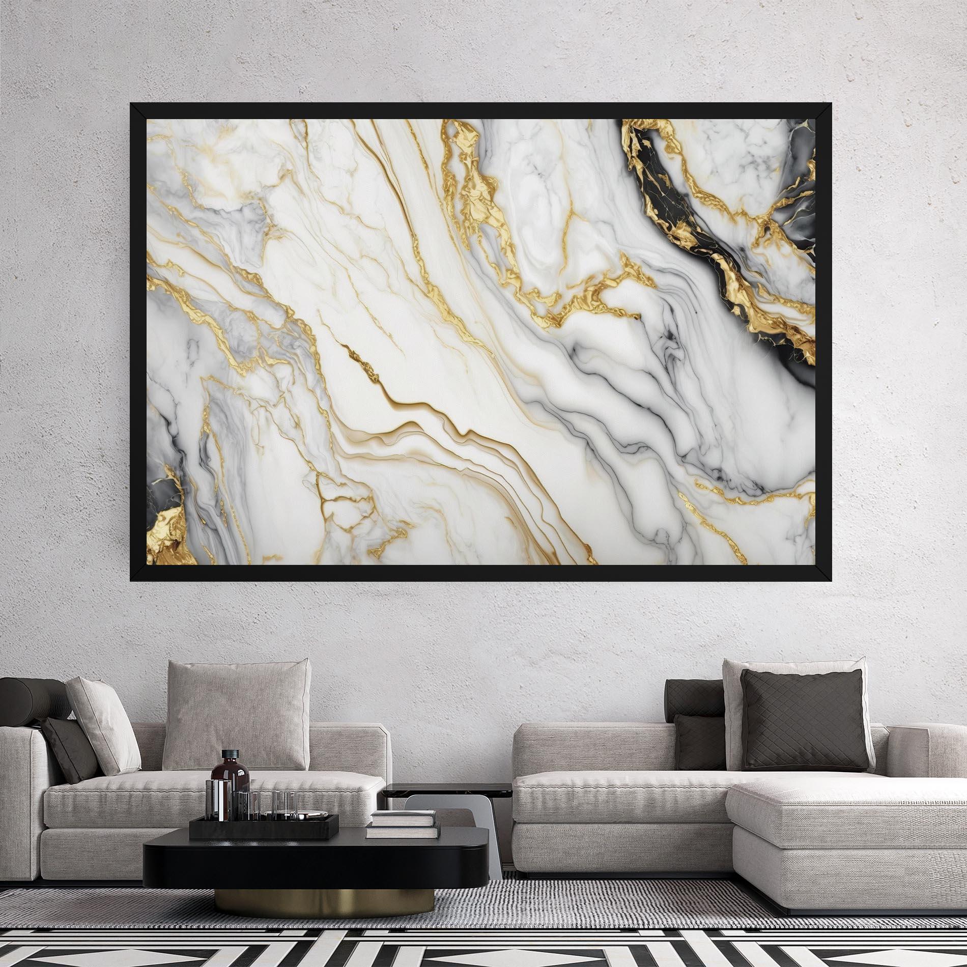 Vászonkép White Golden Marble mockup 2