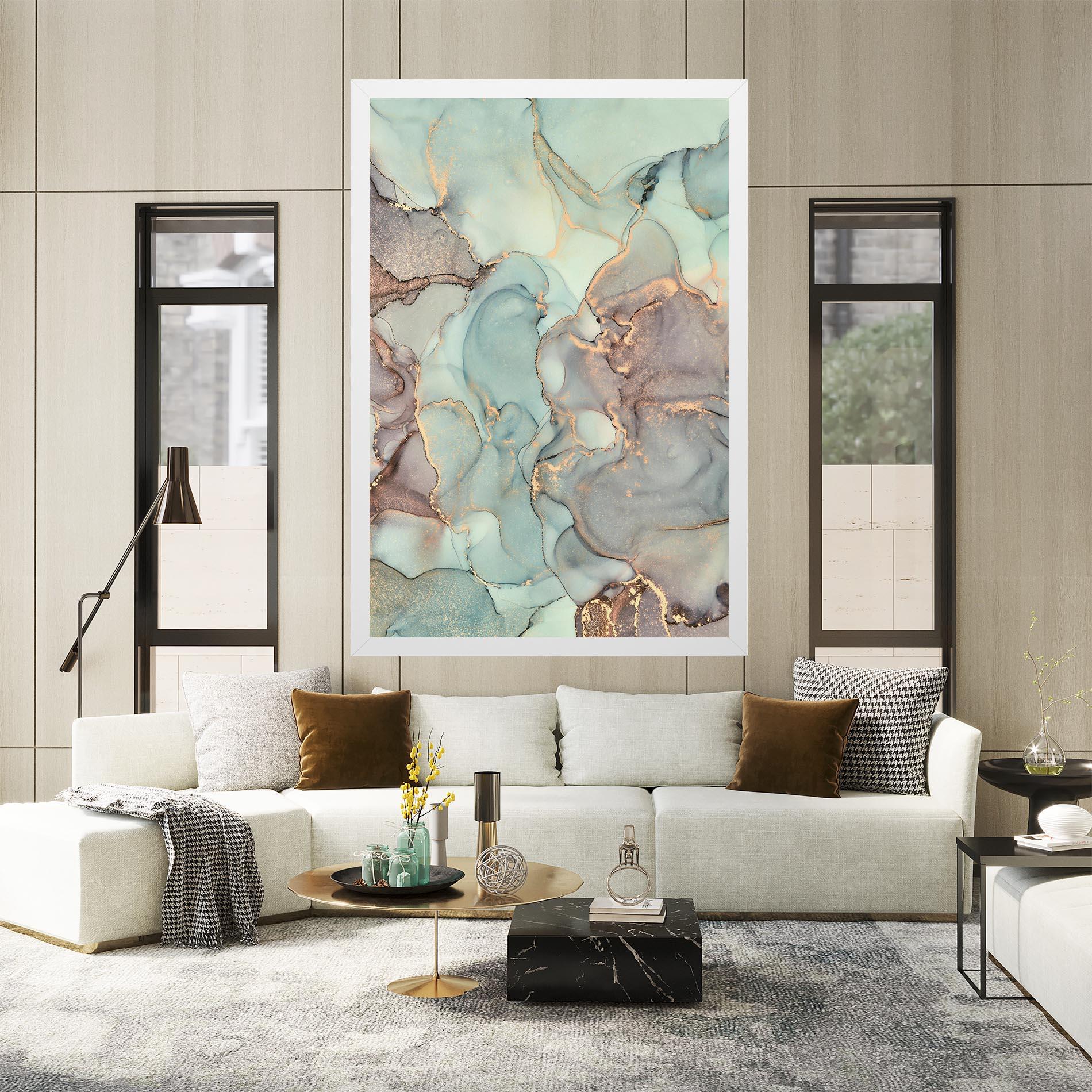 Vászonkép Abstract Turquoise Marble mockup 2