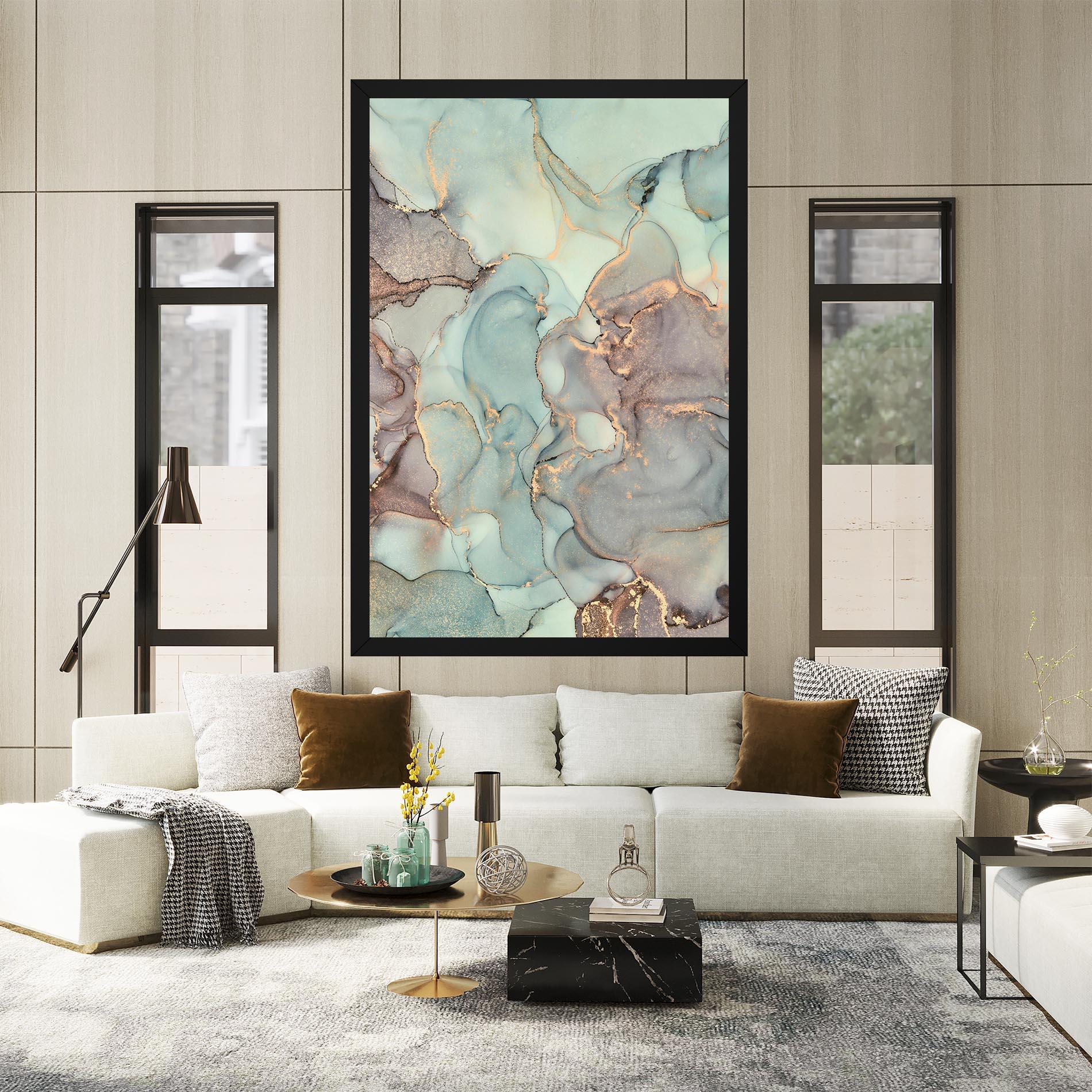 Vászonkép Abstract Turquoise Marble mockup 2