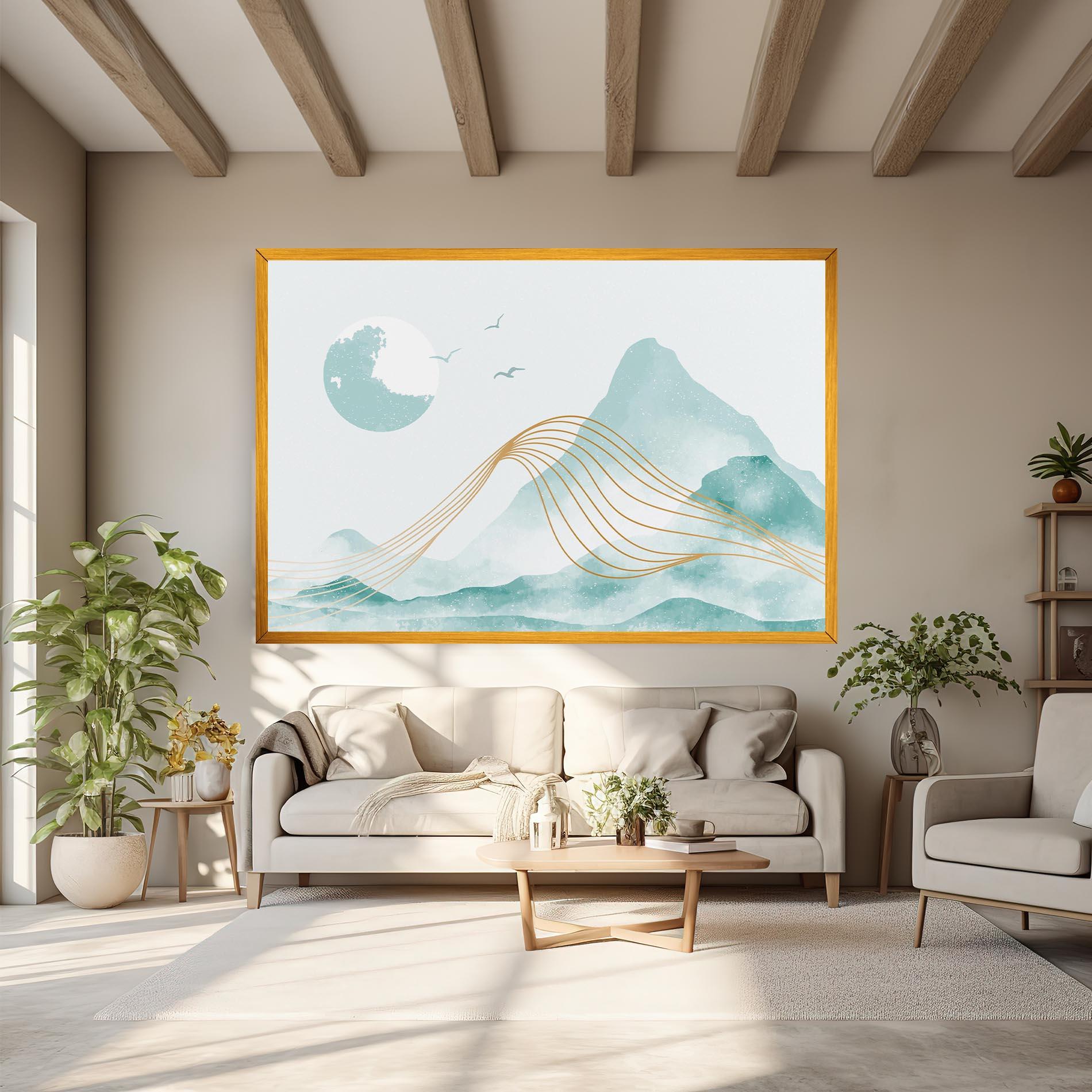 Vászonkép Gold Line Mountain mockup 6