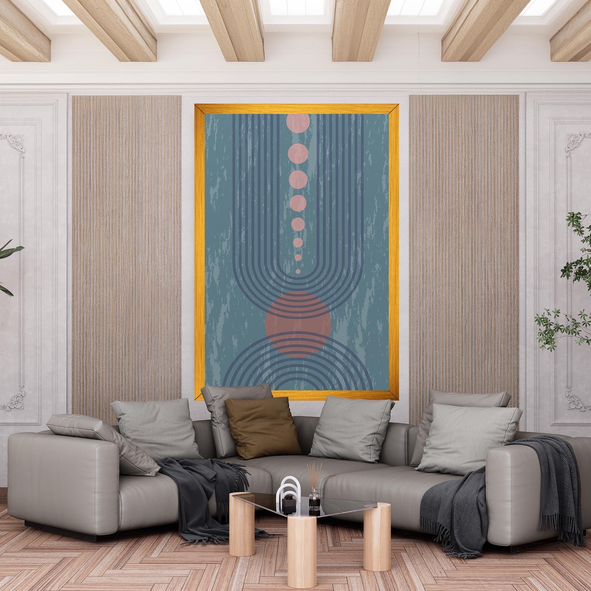 Pink Circle On Blue mockup 6