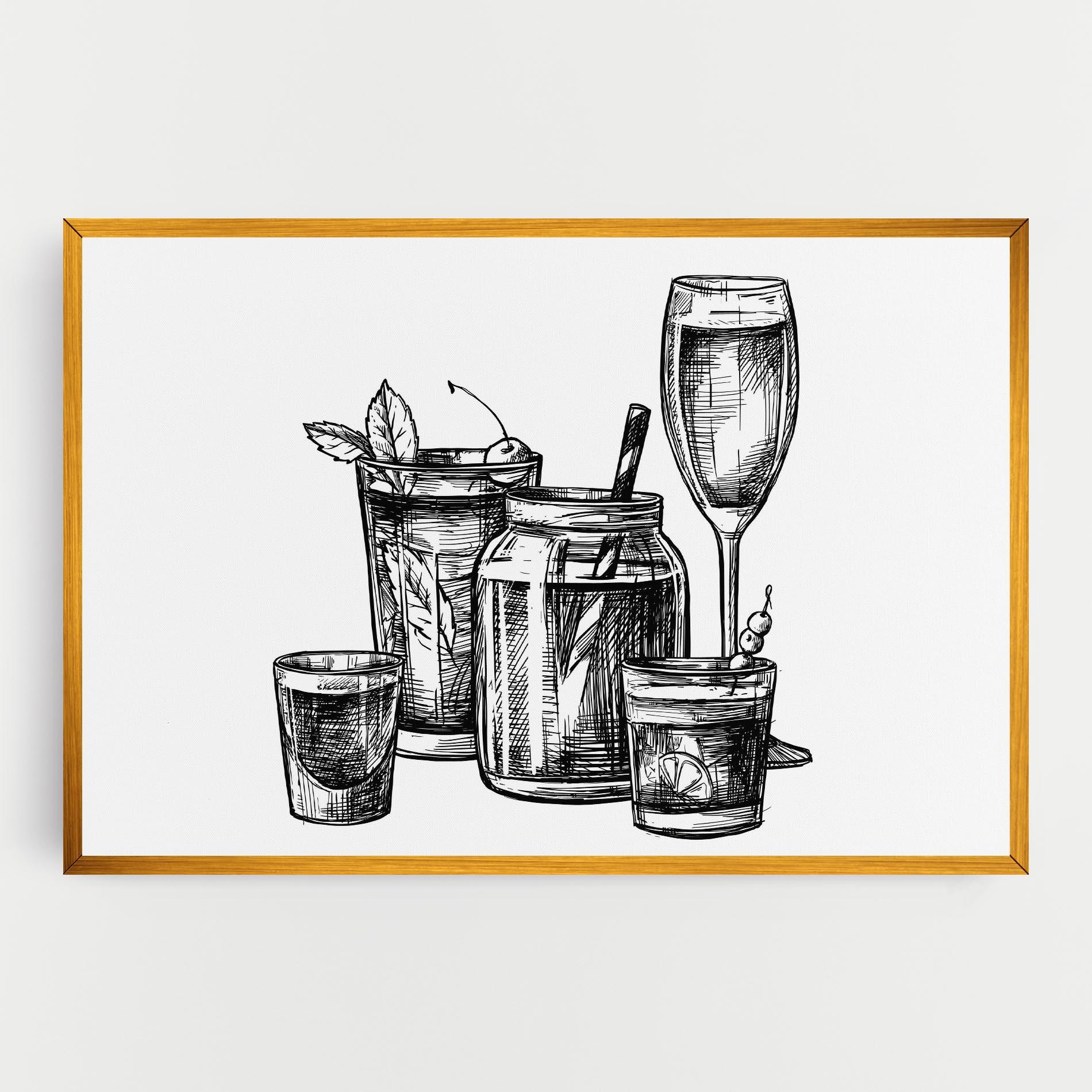 Vászonkép Black Line Drinks mockup 0