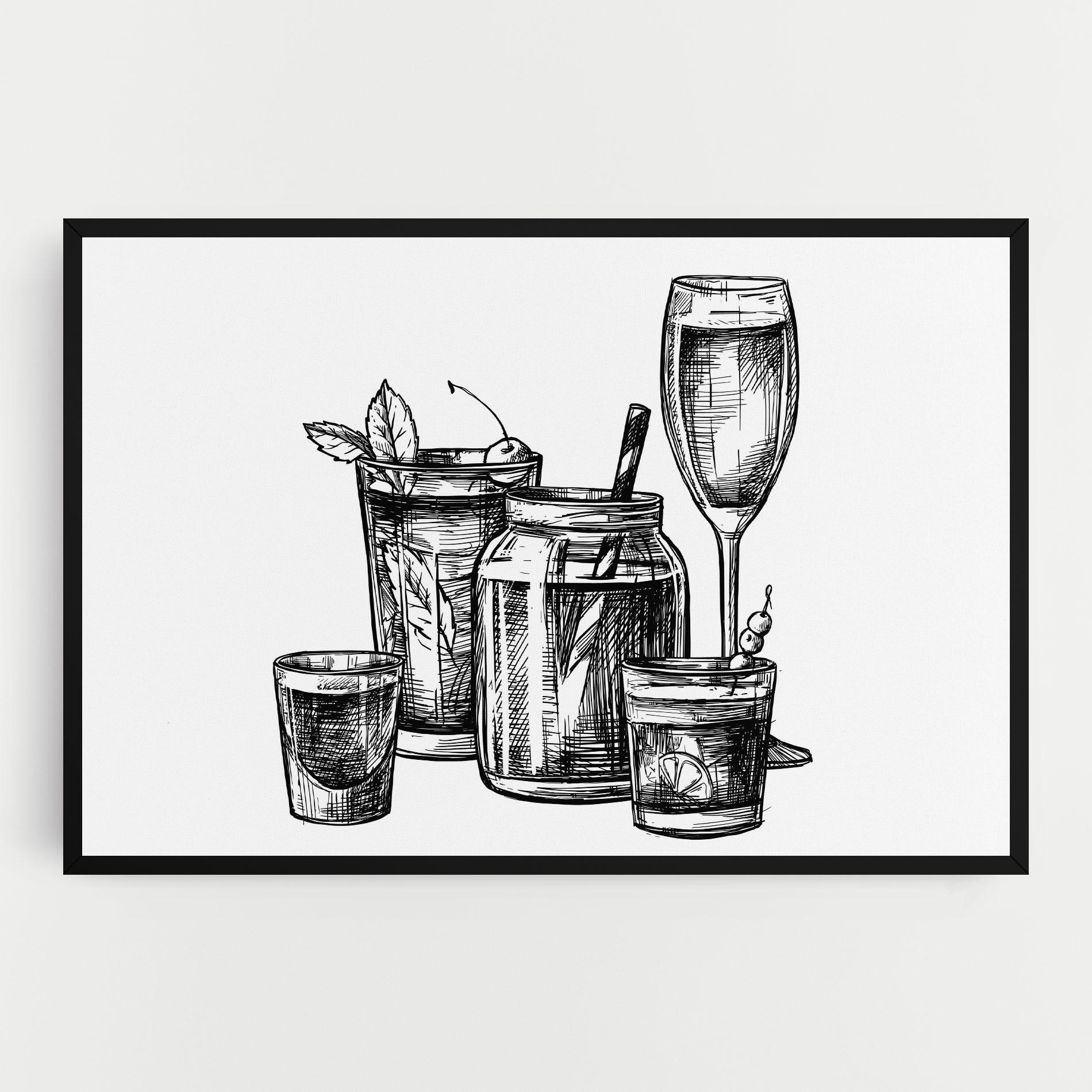 Vászonkép Black Line Drinks mockup 0