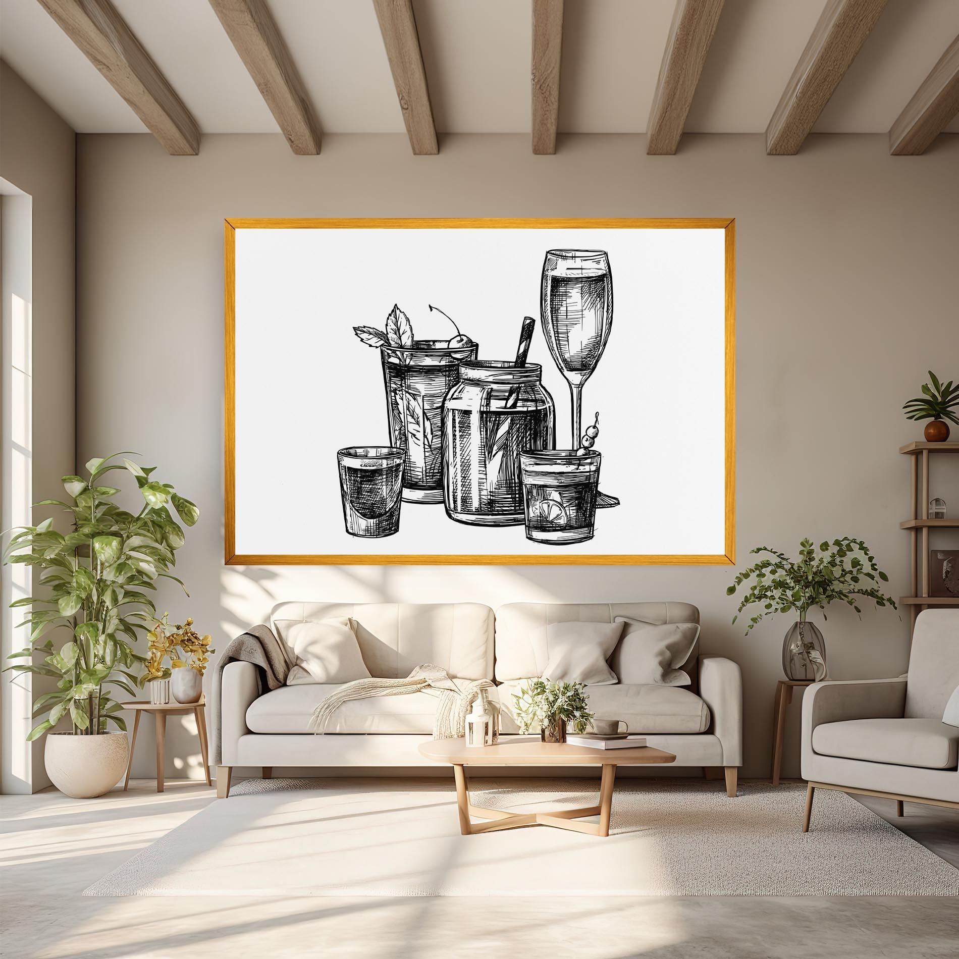 Vászonkép Black Line Drinks mockup 6