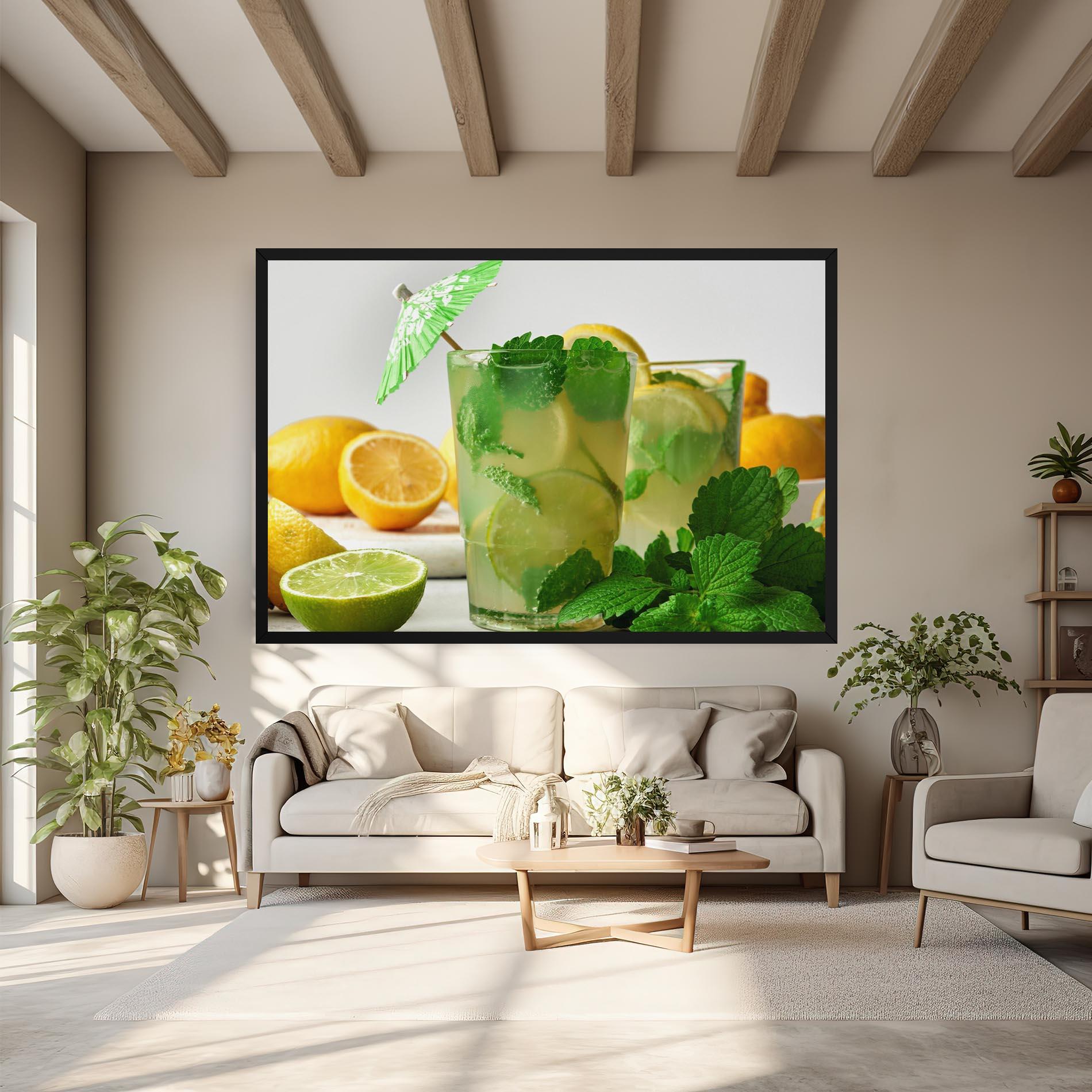 Vászonkép Mint Leaves Lemonade mockup 6
