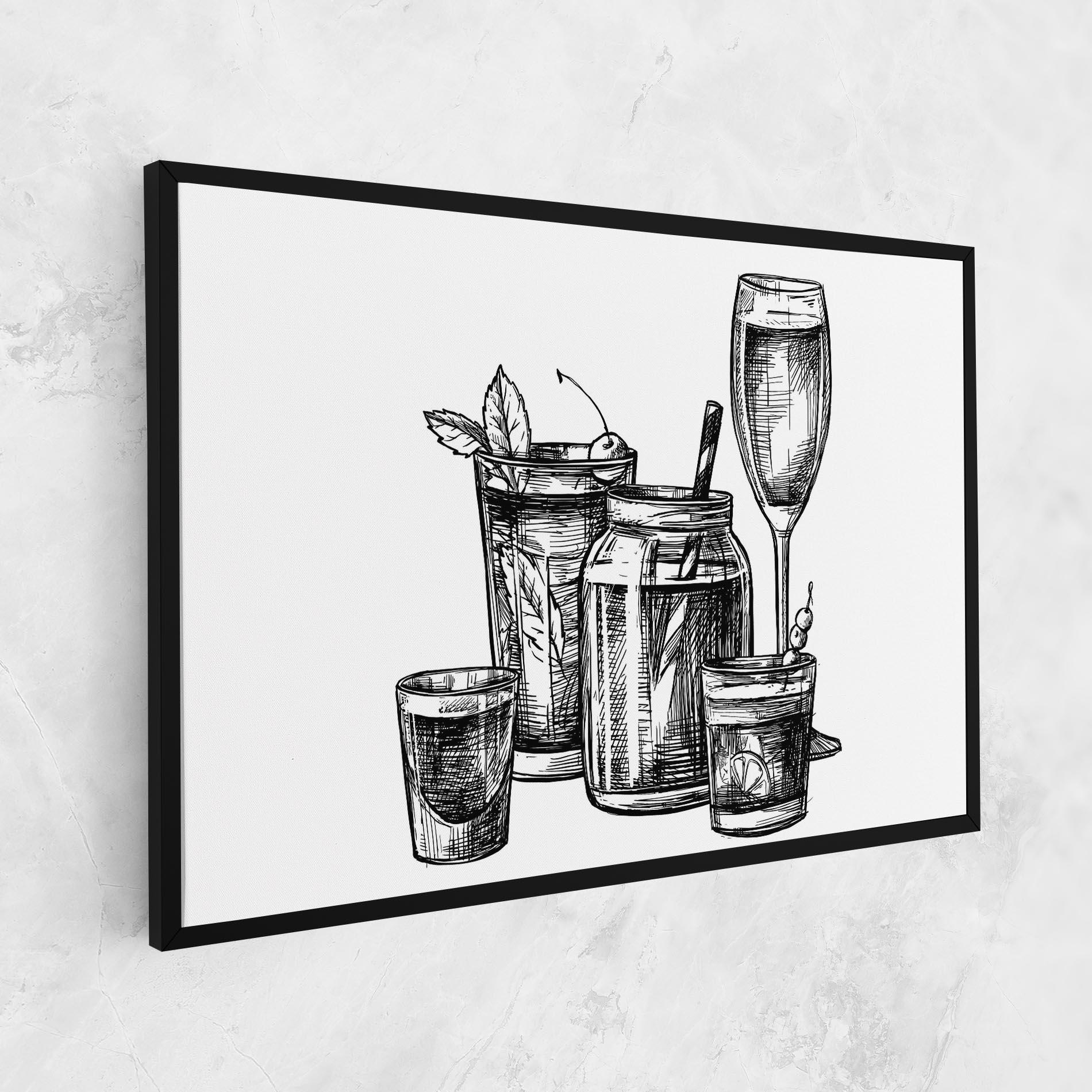 Vászonkép Black Line Drinks mockup 1