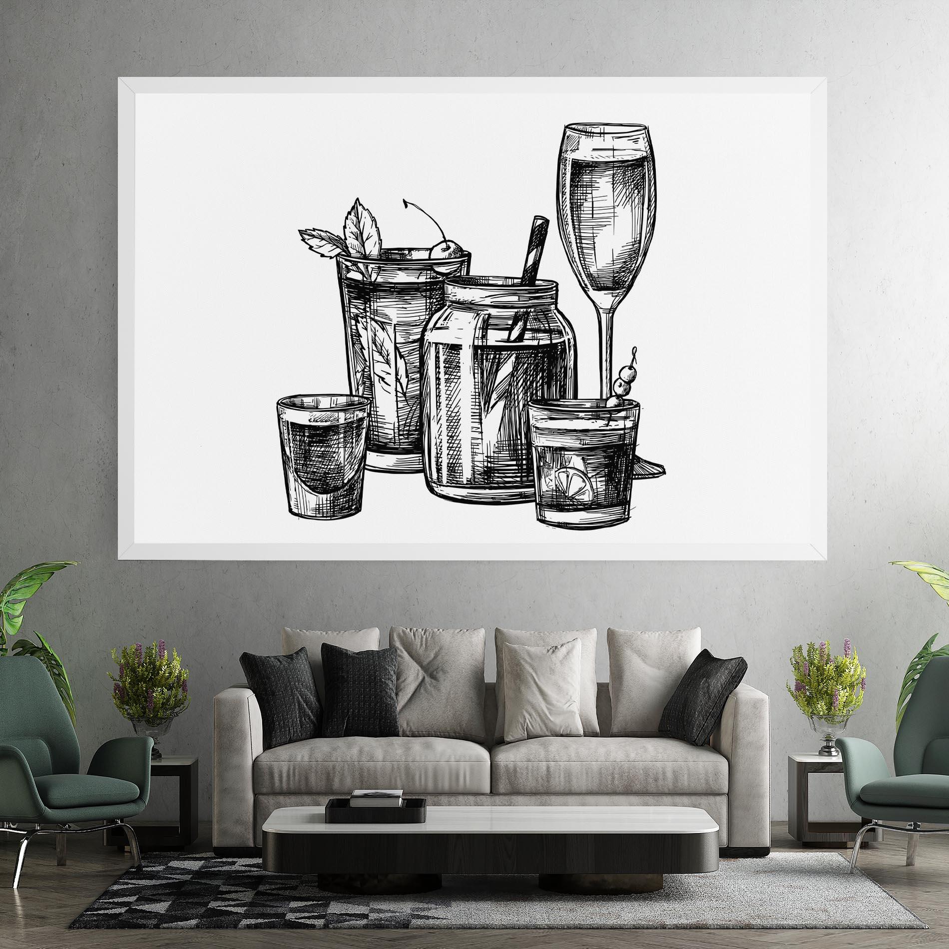 Vászonkép Black Line Drinks mockup 7