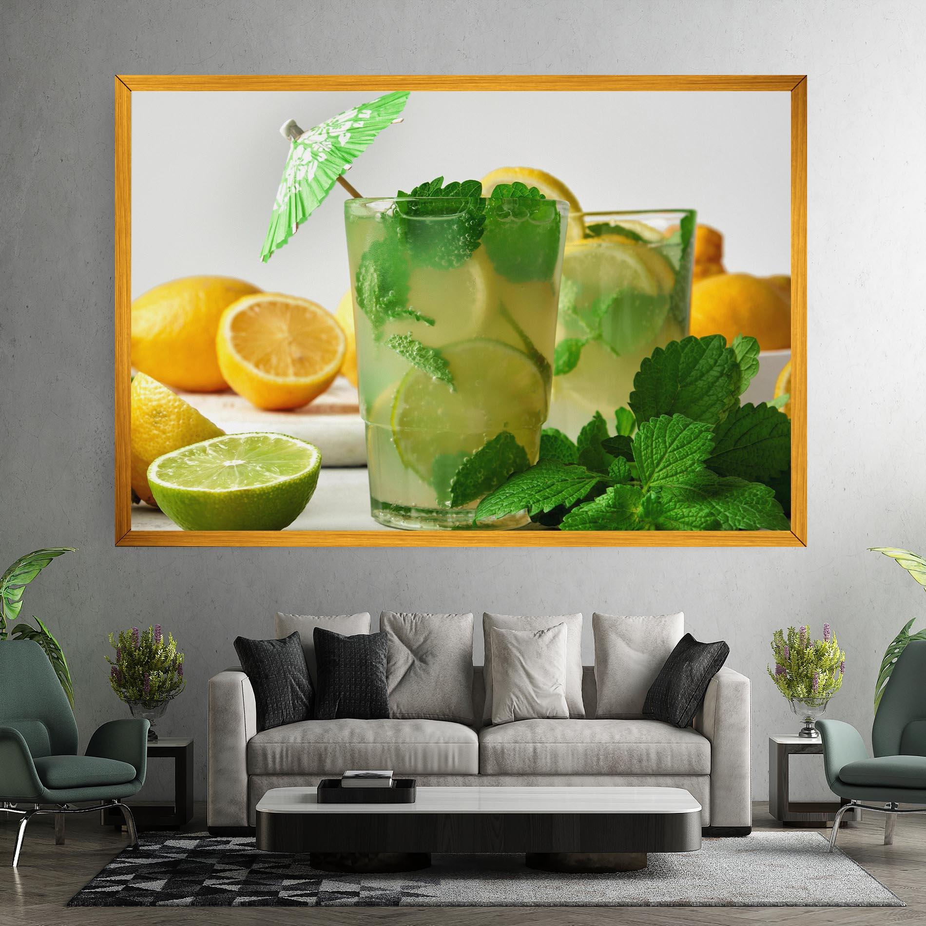 Vászonkép Mint Leaves Lemonade mockup 7