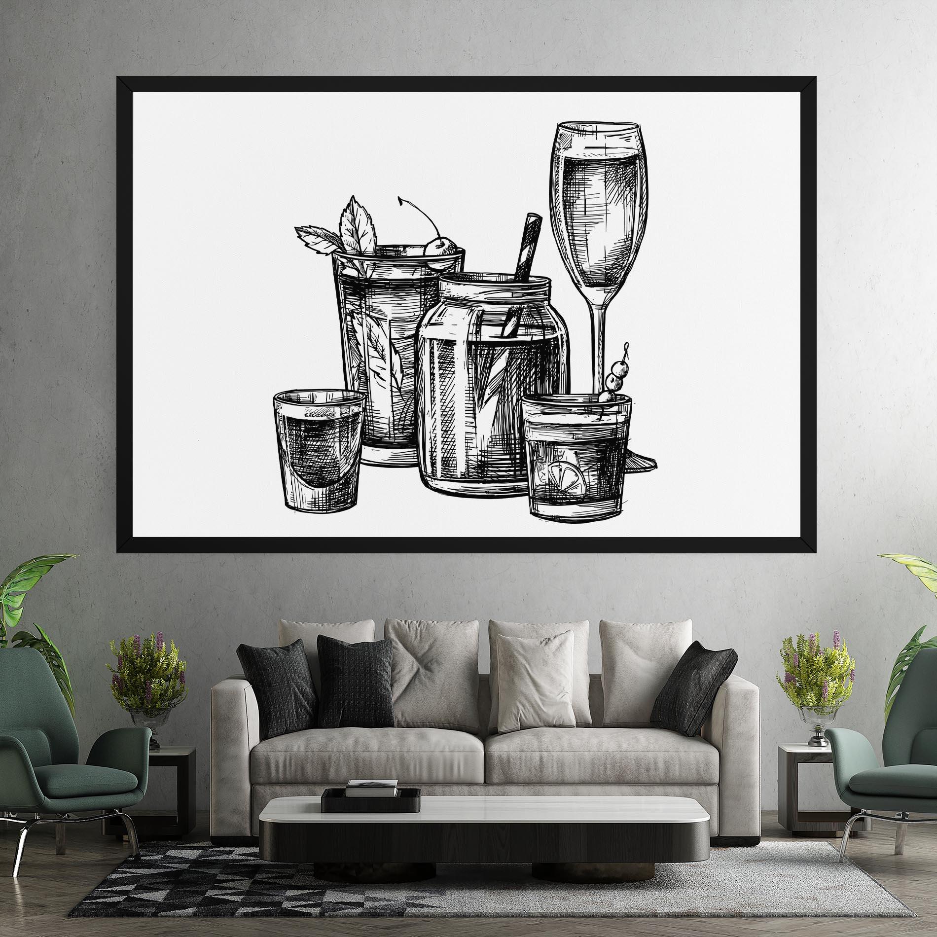 Vászonkép Black Line Drinks mockup 7
