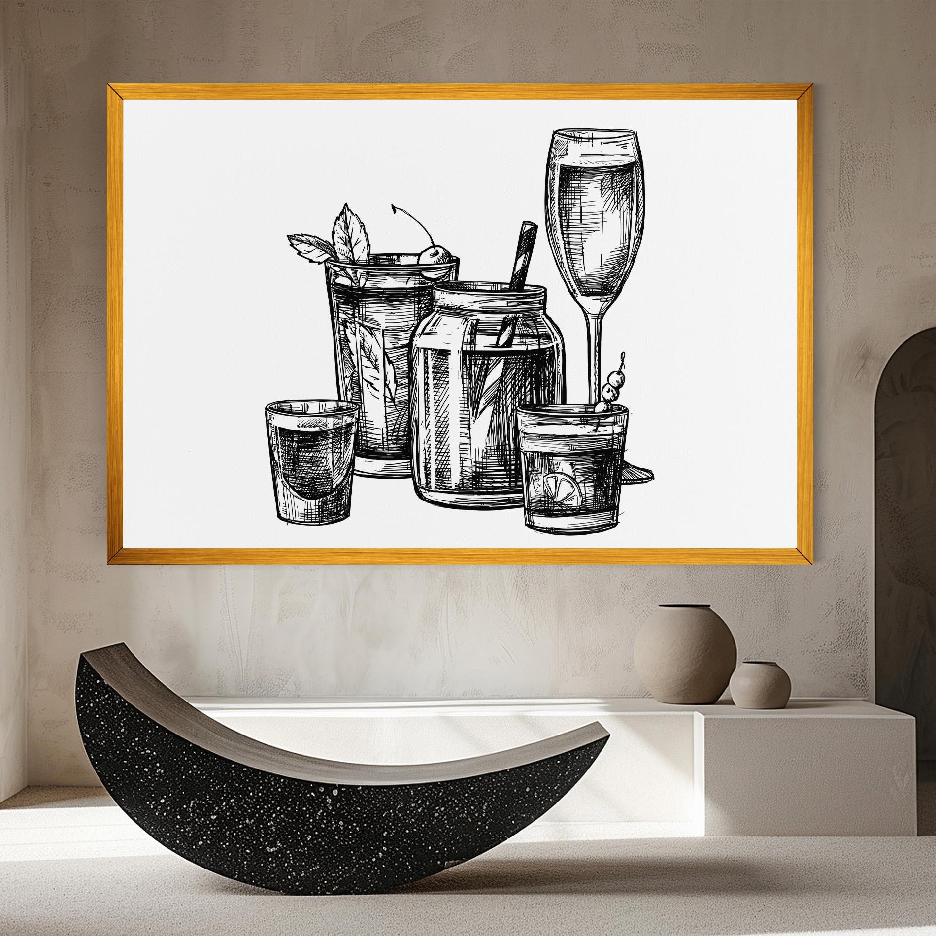 Vászonkép Black Line Drinks mockup 8