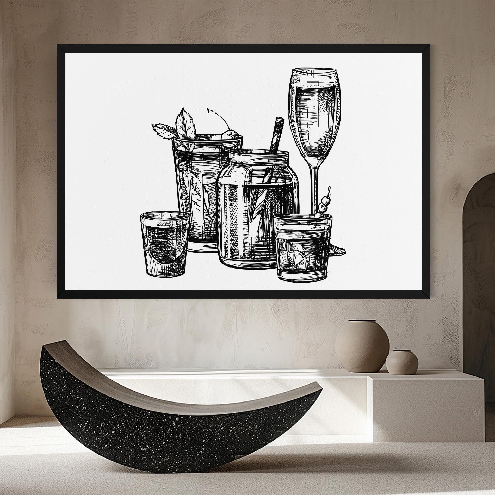 Vászonkép Black Line Drinks mockup 8