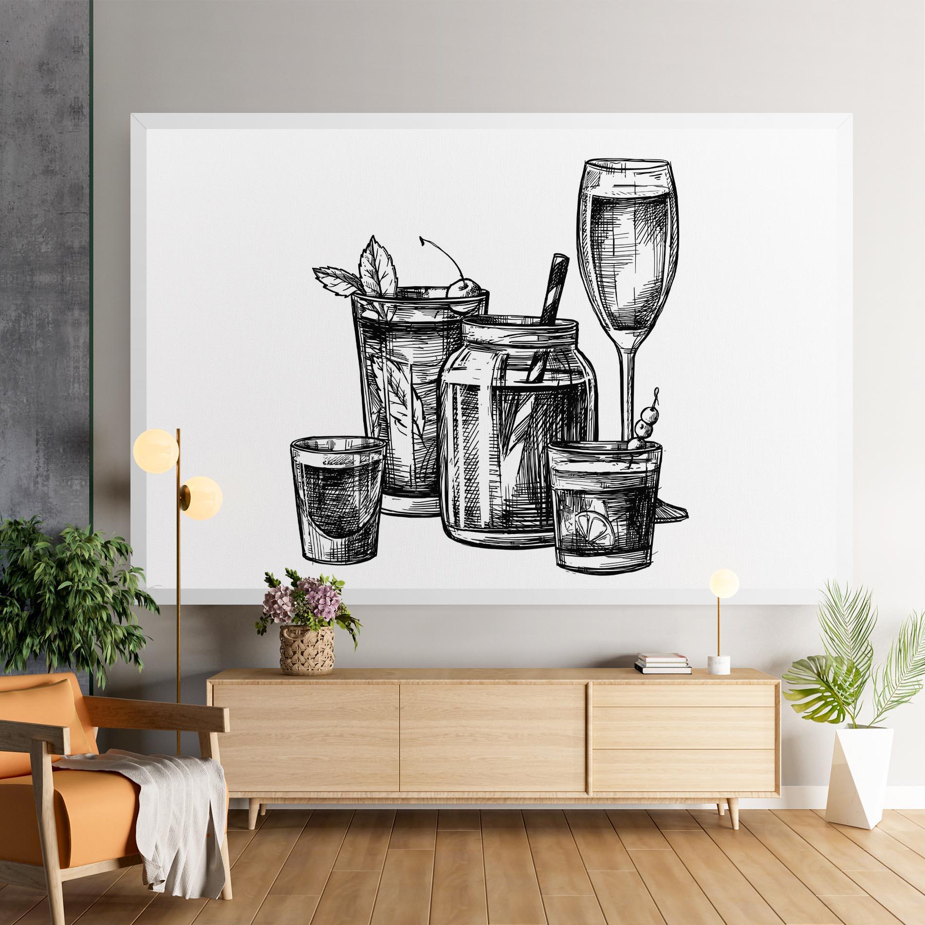 Vászonkép Black Line Drinks mockup 9