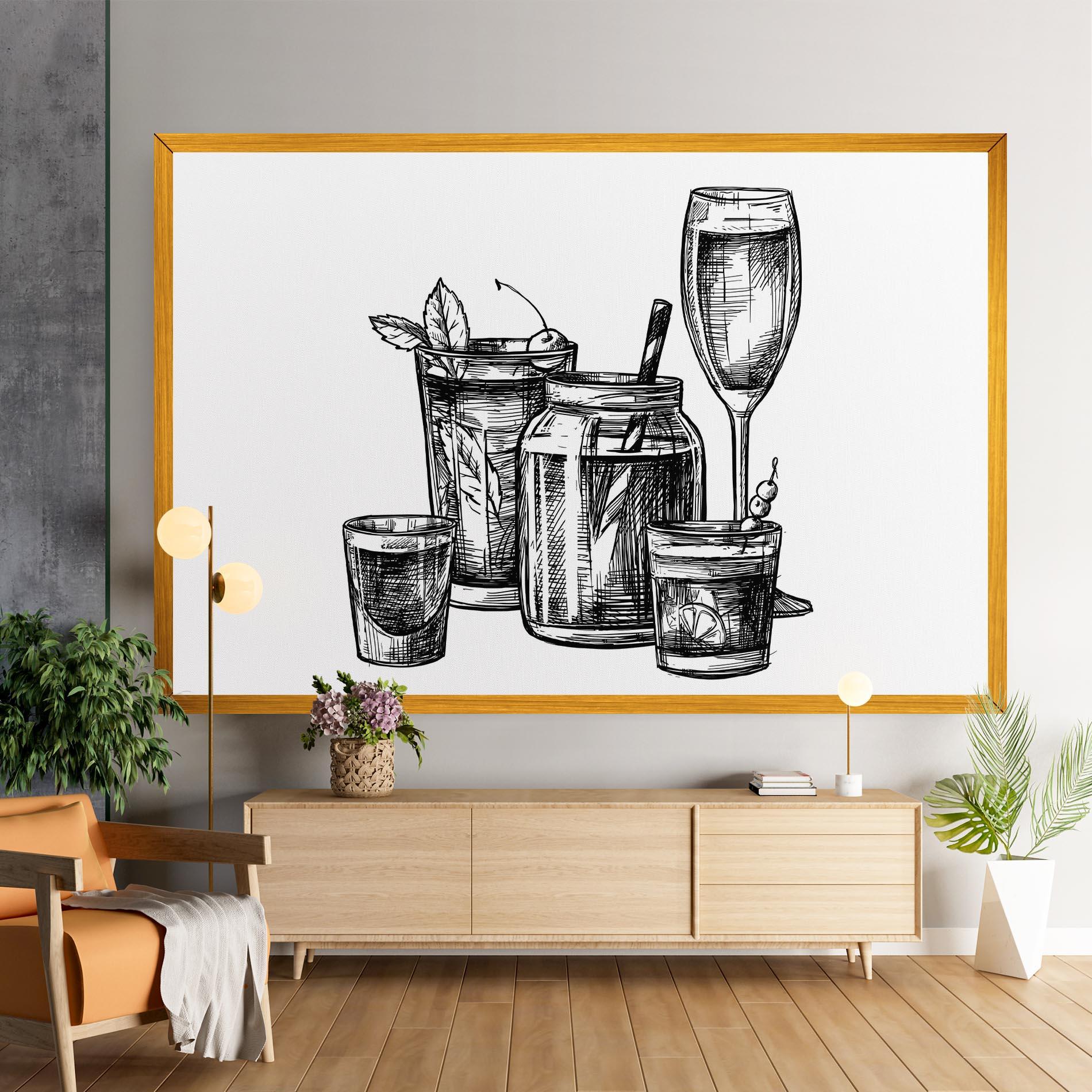 Vászonkép Black Line Drinks mockup 9