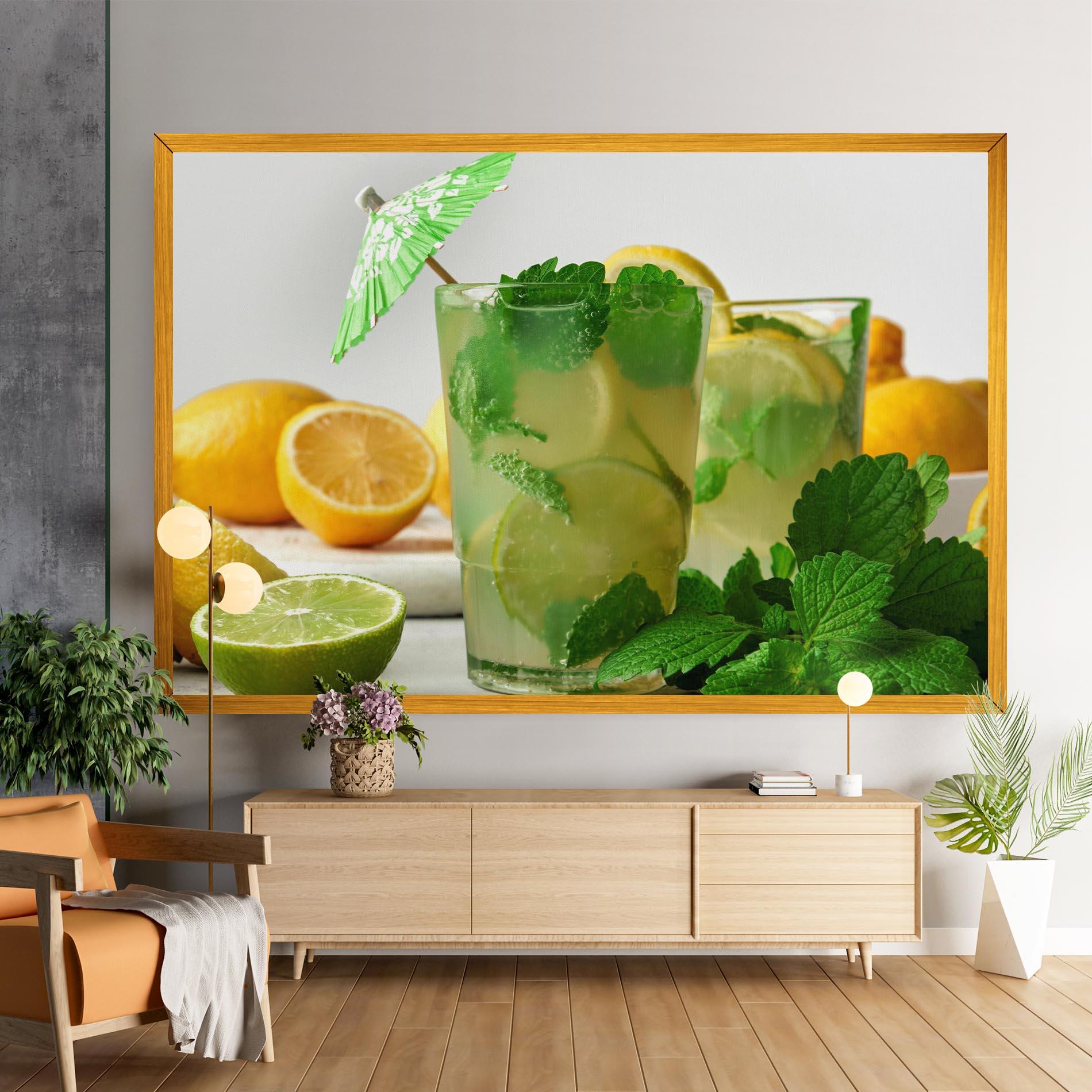 Vászonkép Mint Leaves Lemonade mockup 9