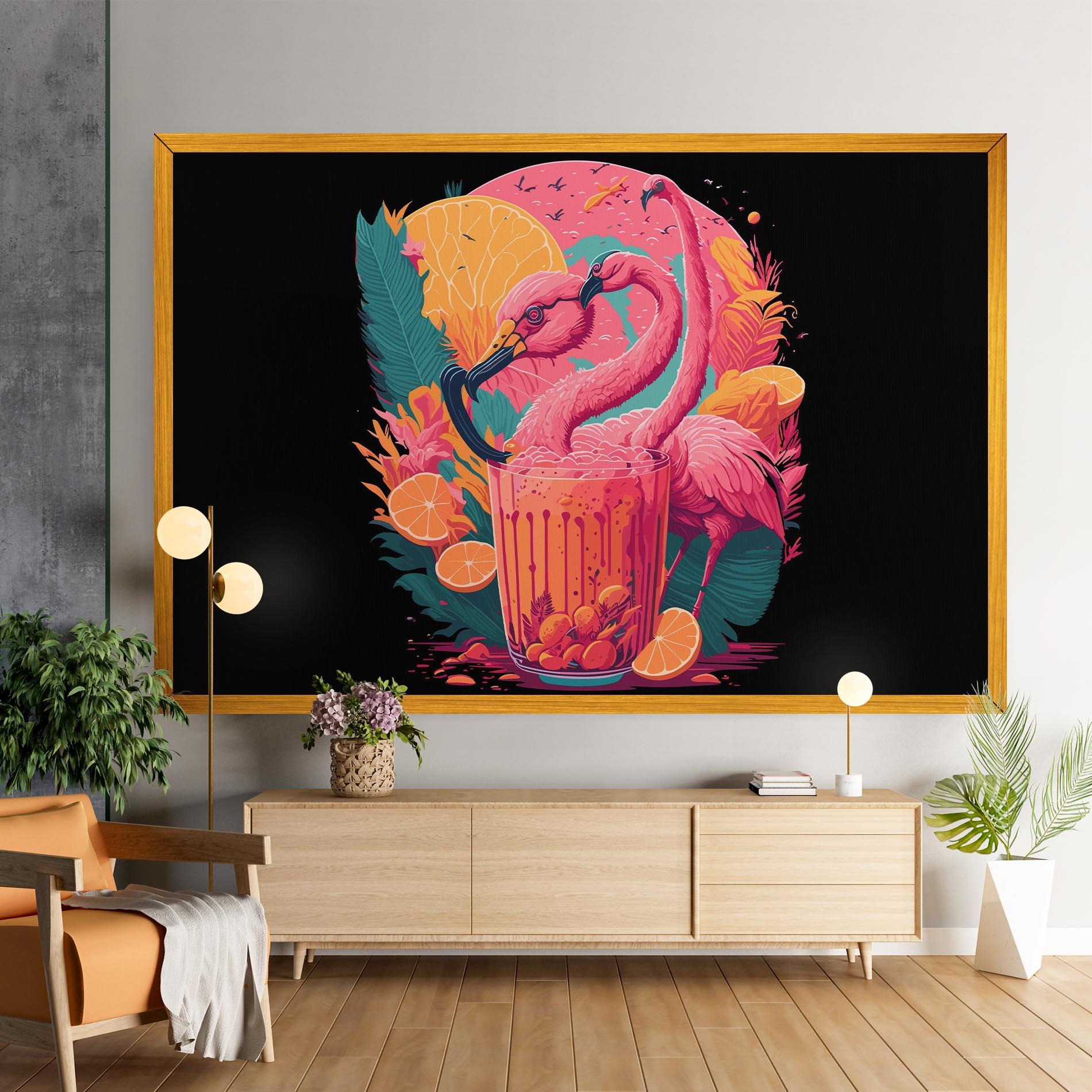 Vászonkép Pink Bird Drink mockup 9