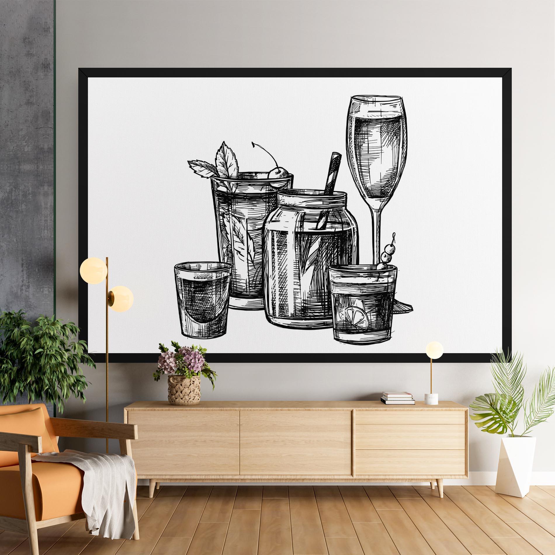 Vászonkép Black Line Drinks mockup 9