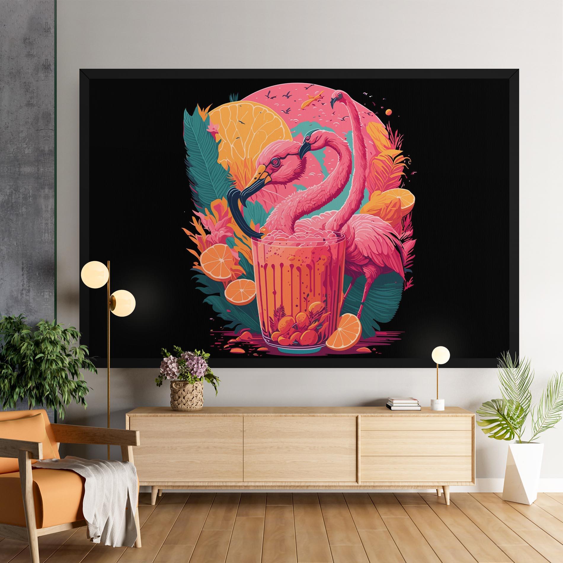 Vászonkép Pink Bird Drink mockup 9