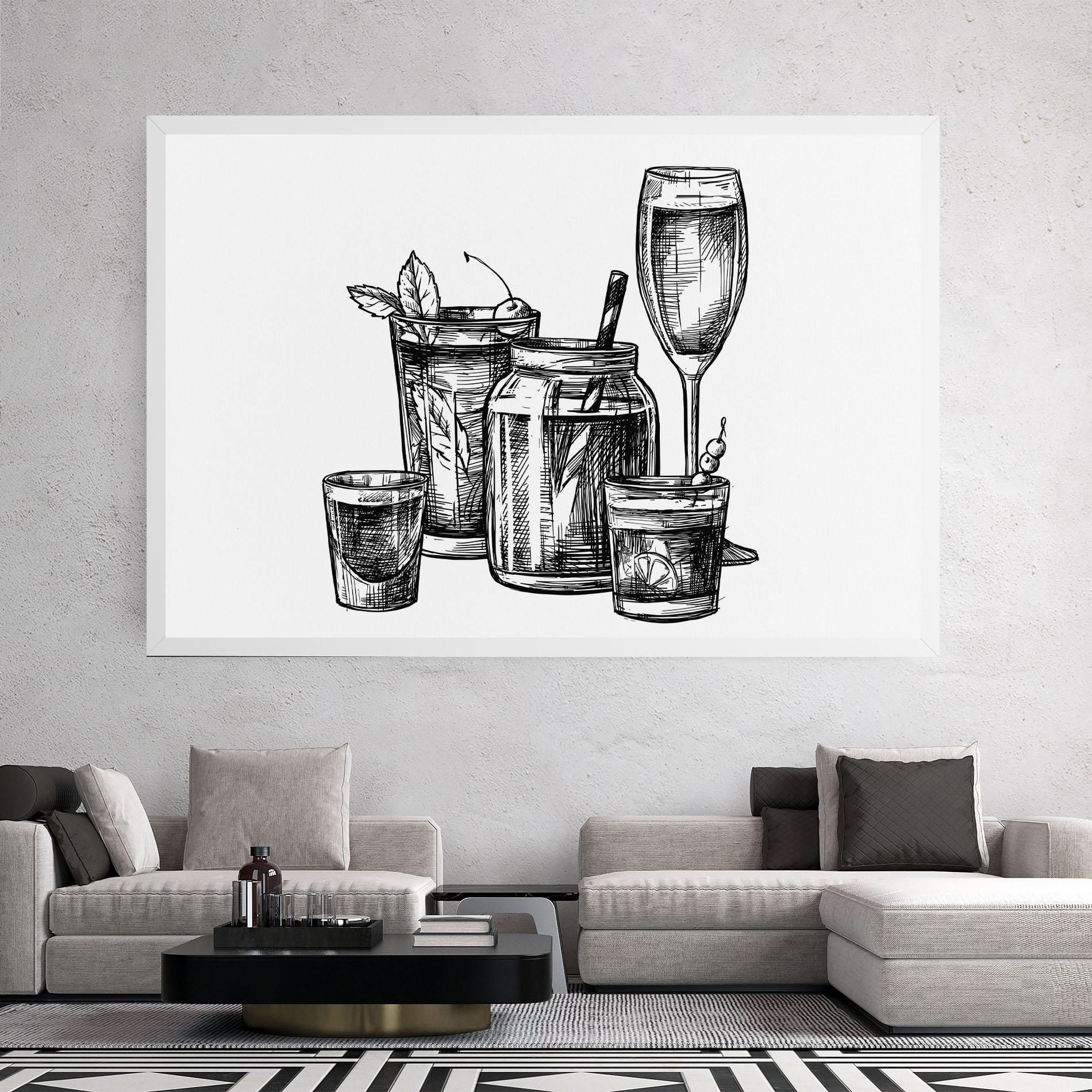 Vászonkép Black Line Drinks mockup 2