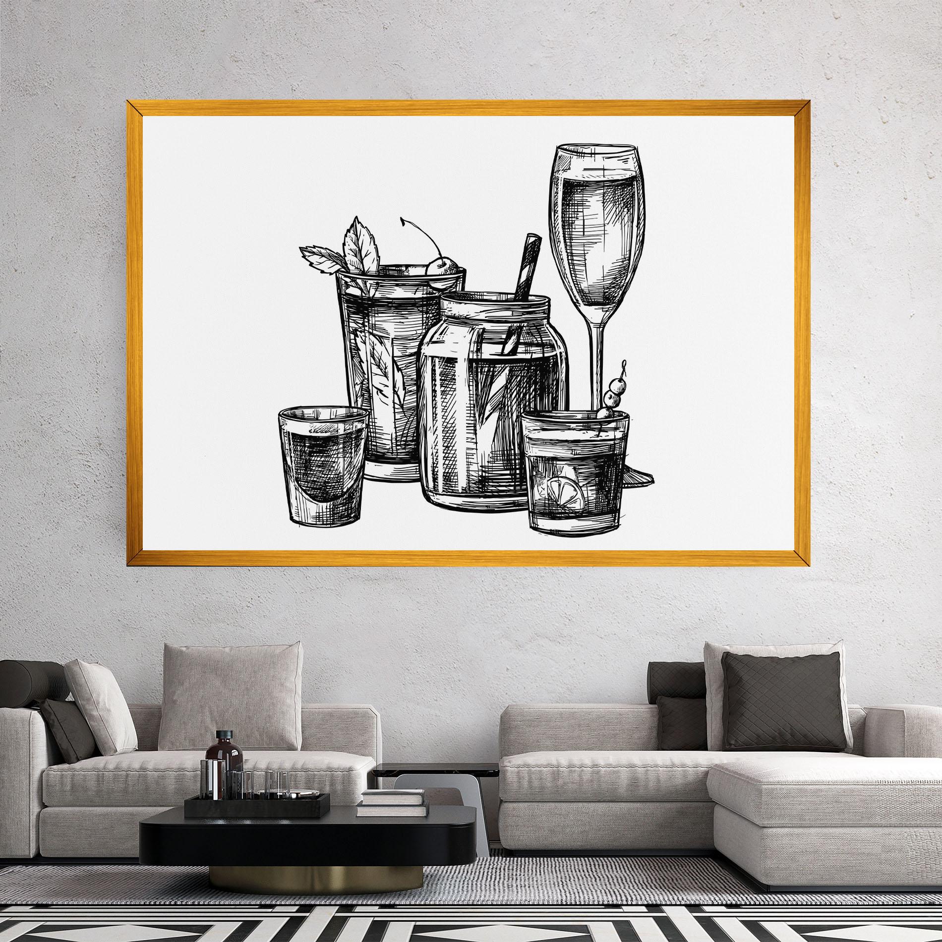 Vászonkép Black Line Drinks mockup 2