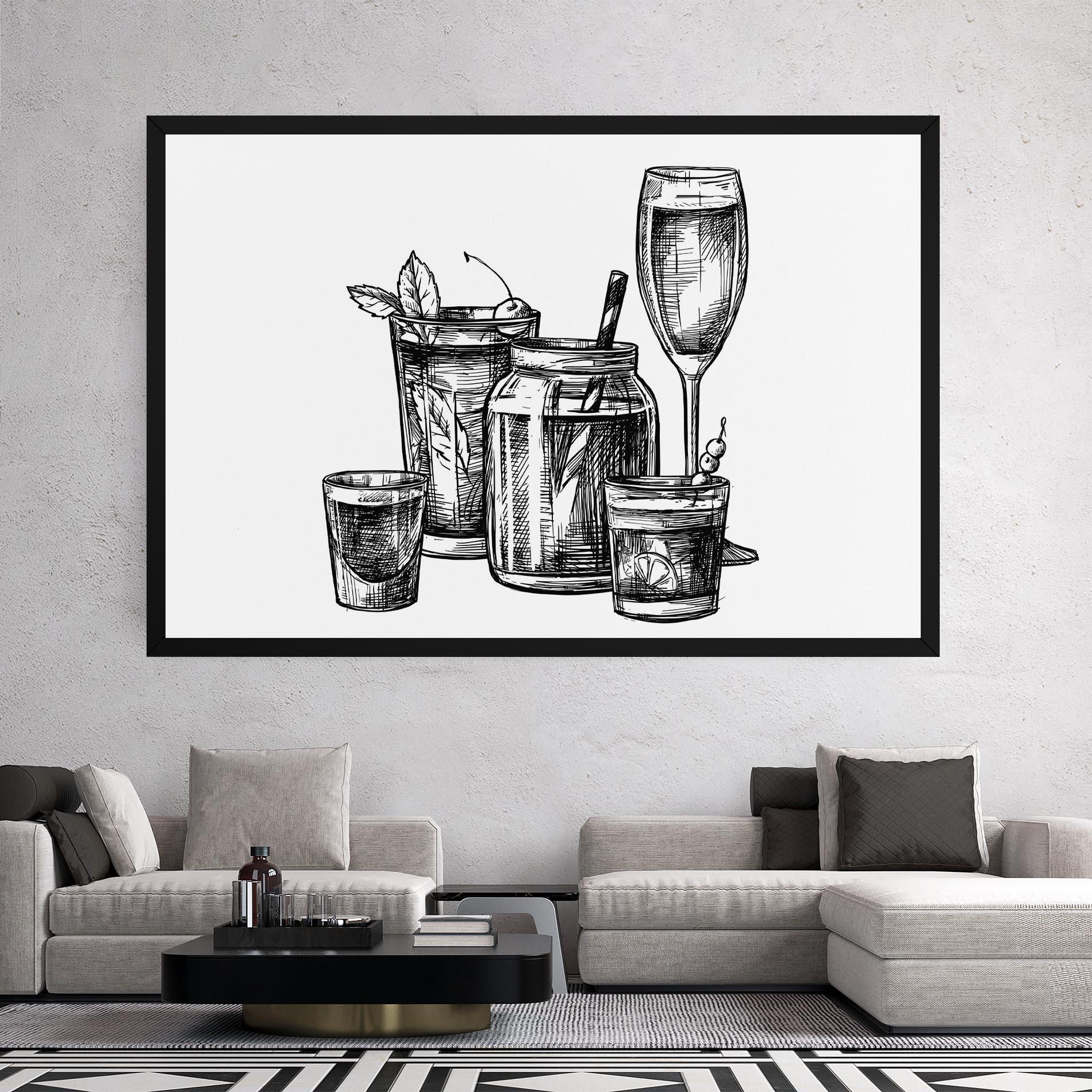 Vászonkép Black Line Drinks mockup 2