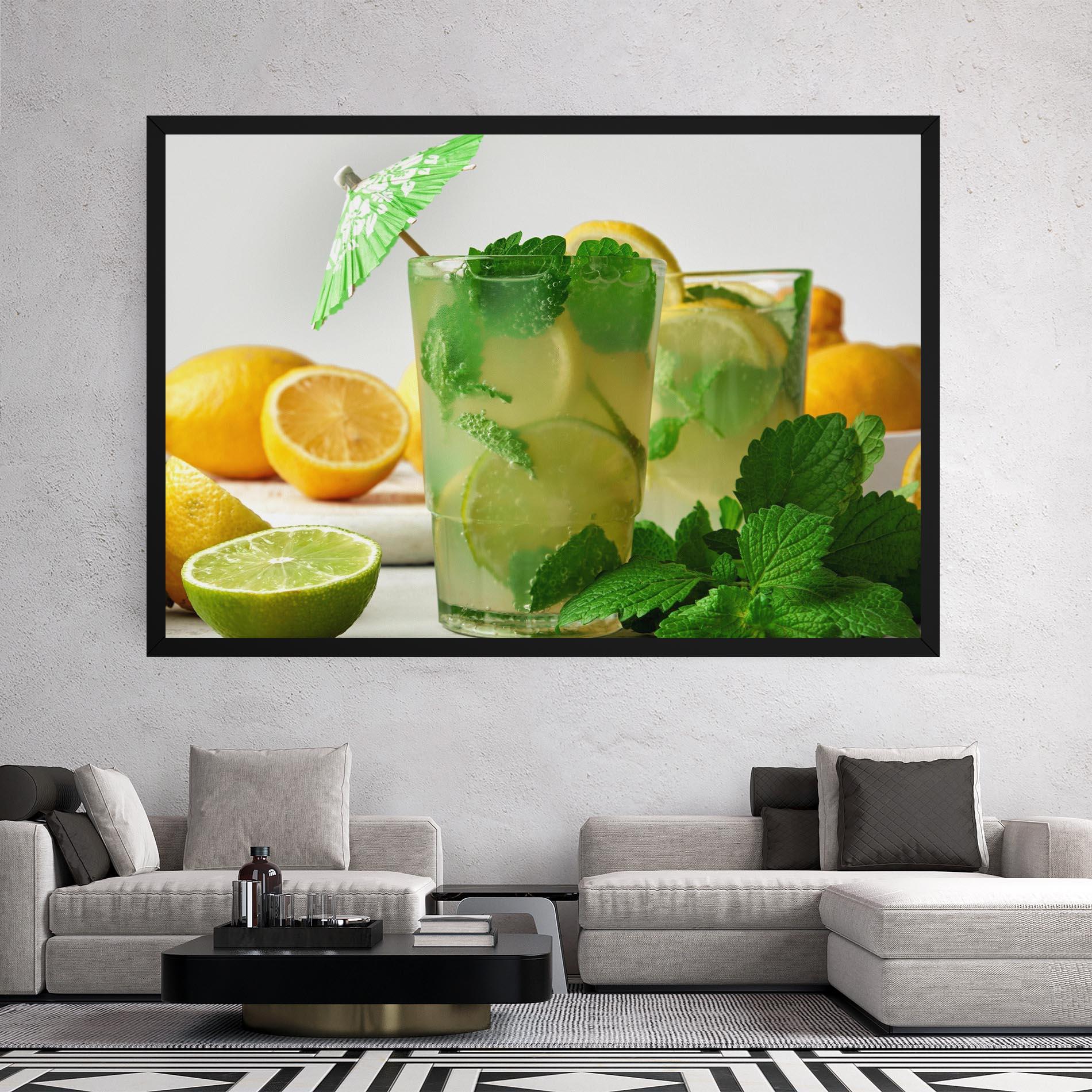 Vászonkép Mint Leaves Lemonade mockup 2