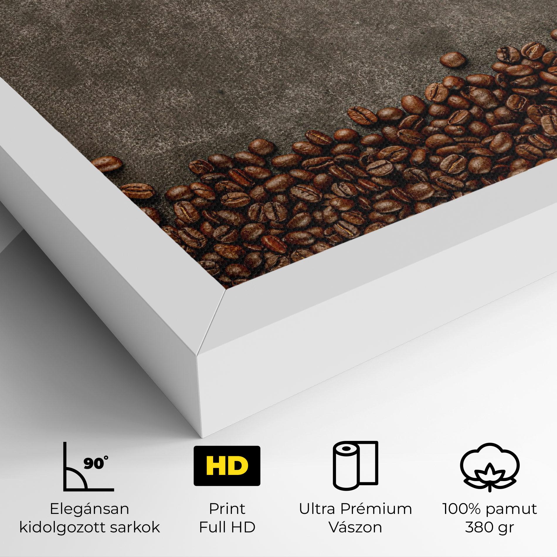Vászonkép Coffee On Grey Table mockup 4
