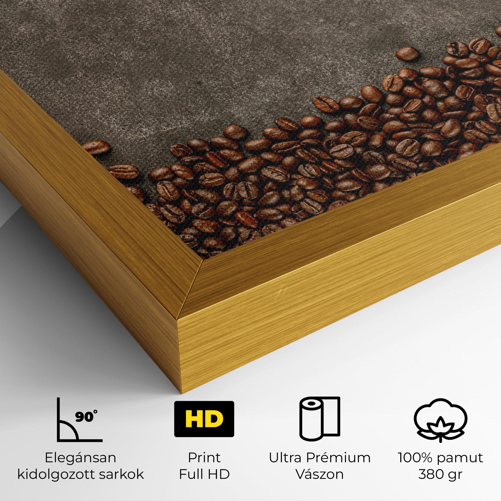 Vászonkép Coffee On Grey Table mockup 4
