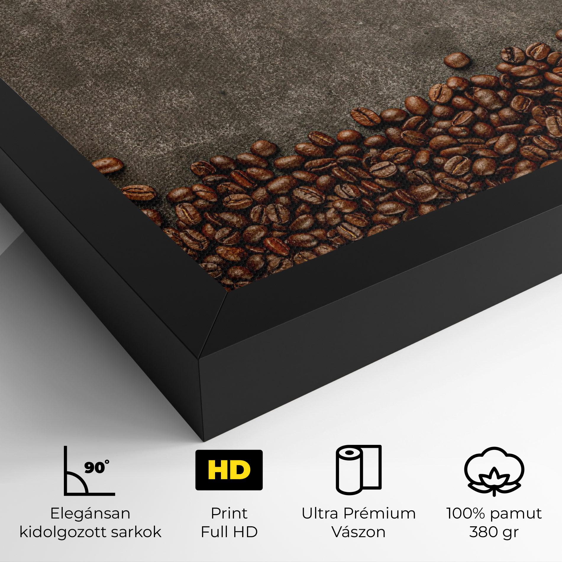 Vászonkép Coffee On Grey Table mockup 4
