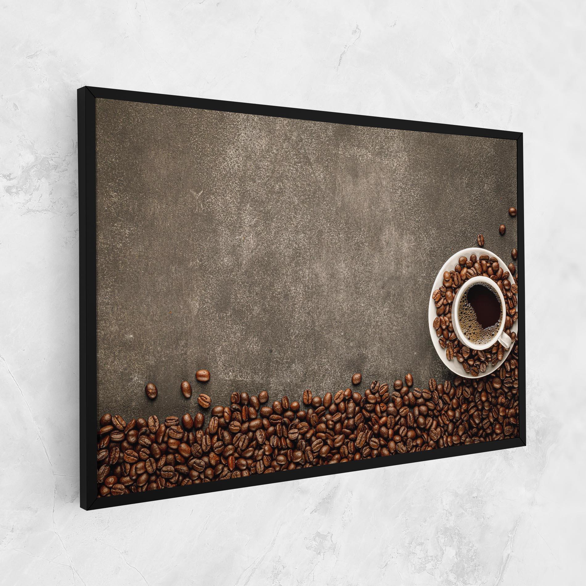 Vászonkép Coffee On Grey Table mockup 1
