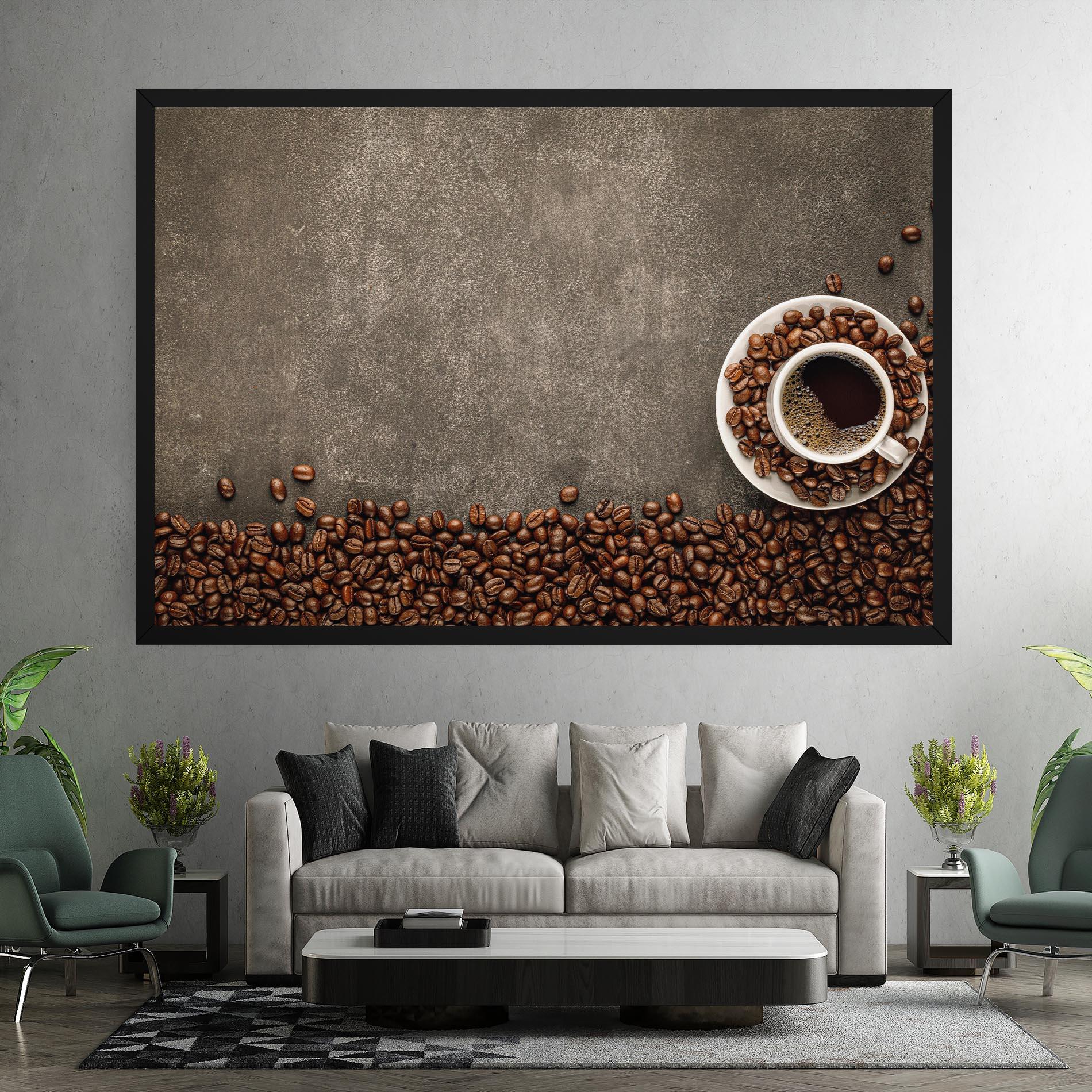 Vászonkép Coffee On Grey Table mockup 7