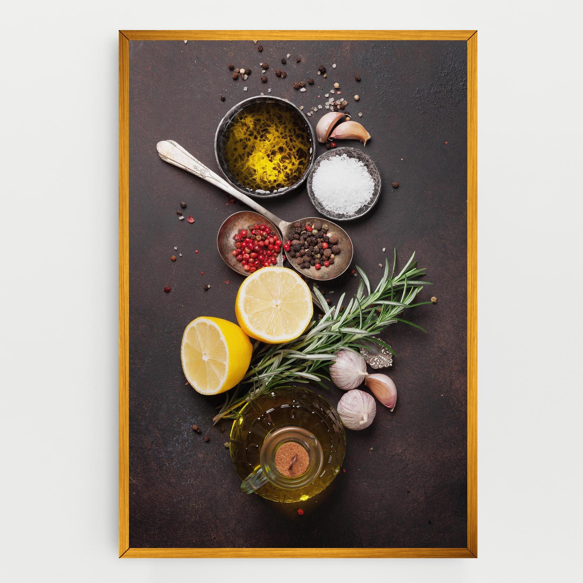 Vászonkép Spices On Stone Table mockup 0