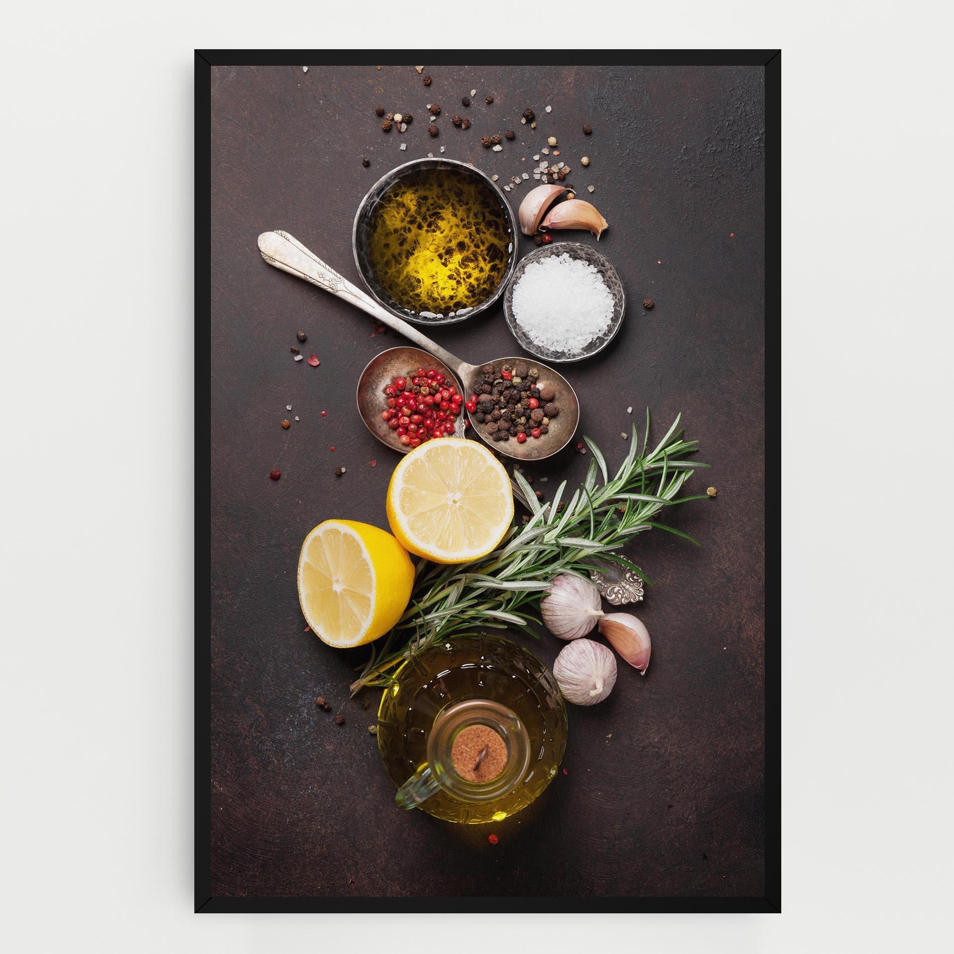 Vászonkép Spices On Stone Table mockup 0
