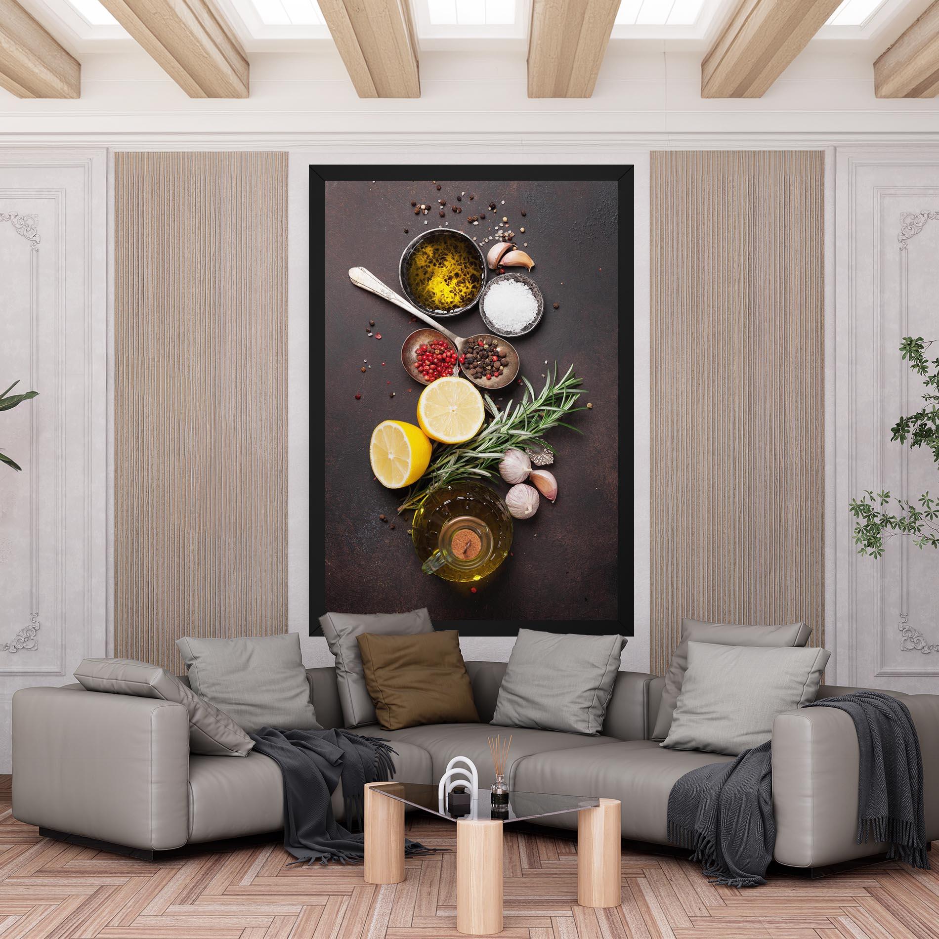 Vászonkép Spices On Stone Table mockup 6