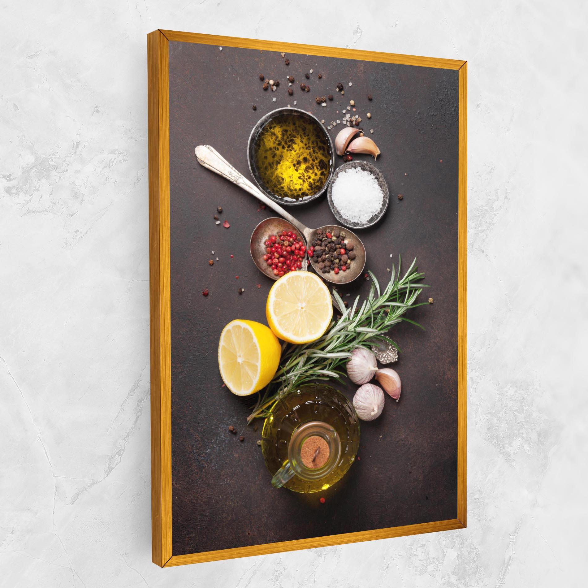 Vászonkép Spices On Stone Table mockup 1