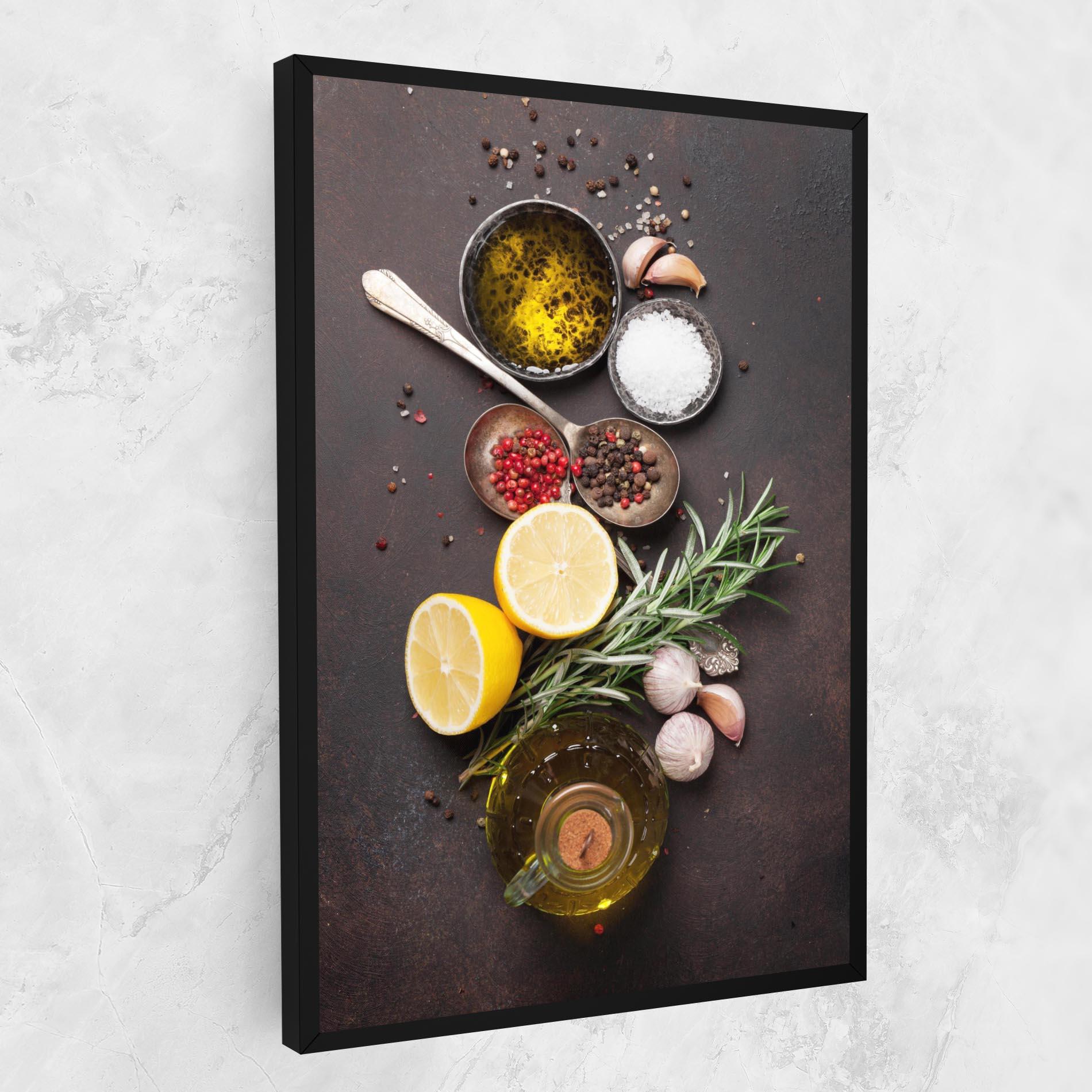 Vászonkép Spices On Stone Table mockup 1