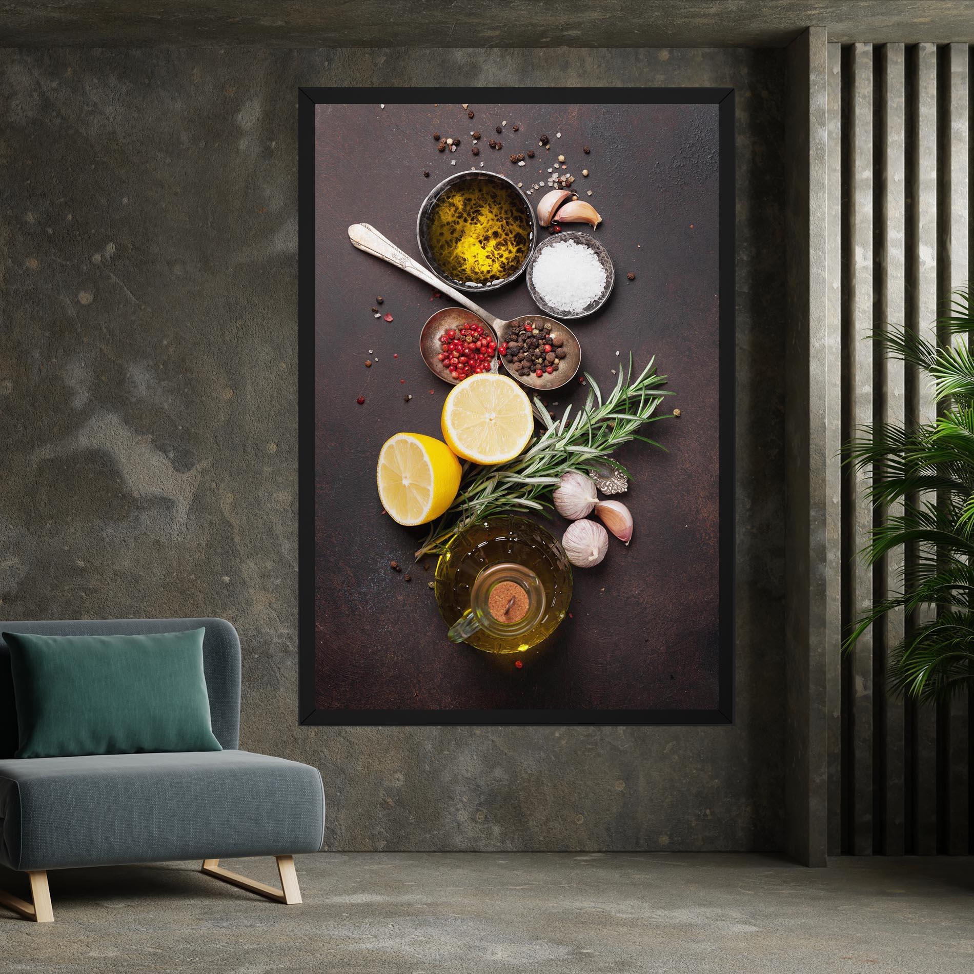 Vászonkép Spices On Stone Table mockup 7