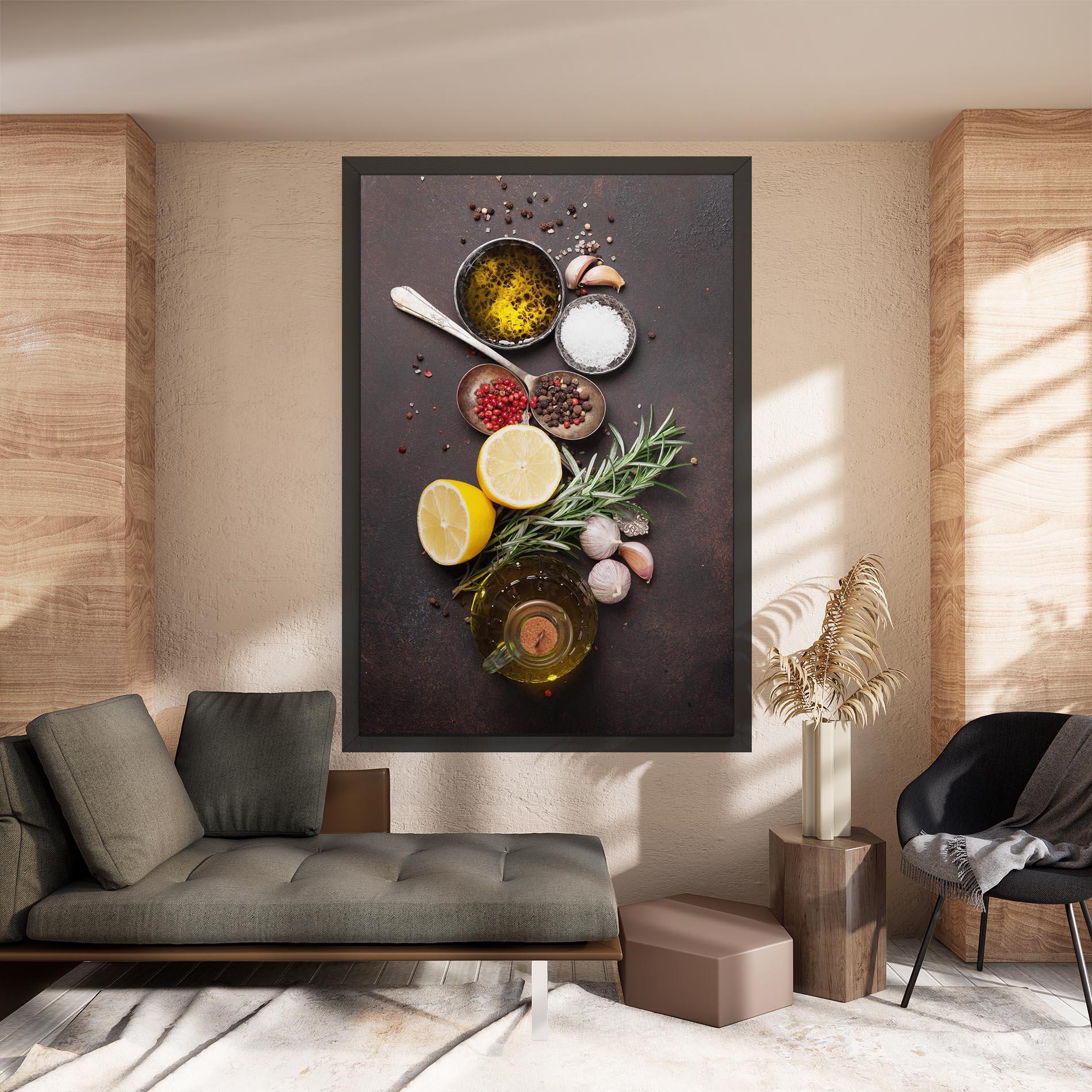 Vászonkép Spices On Stone Table mockup 8