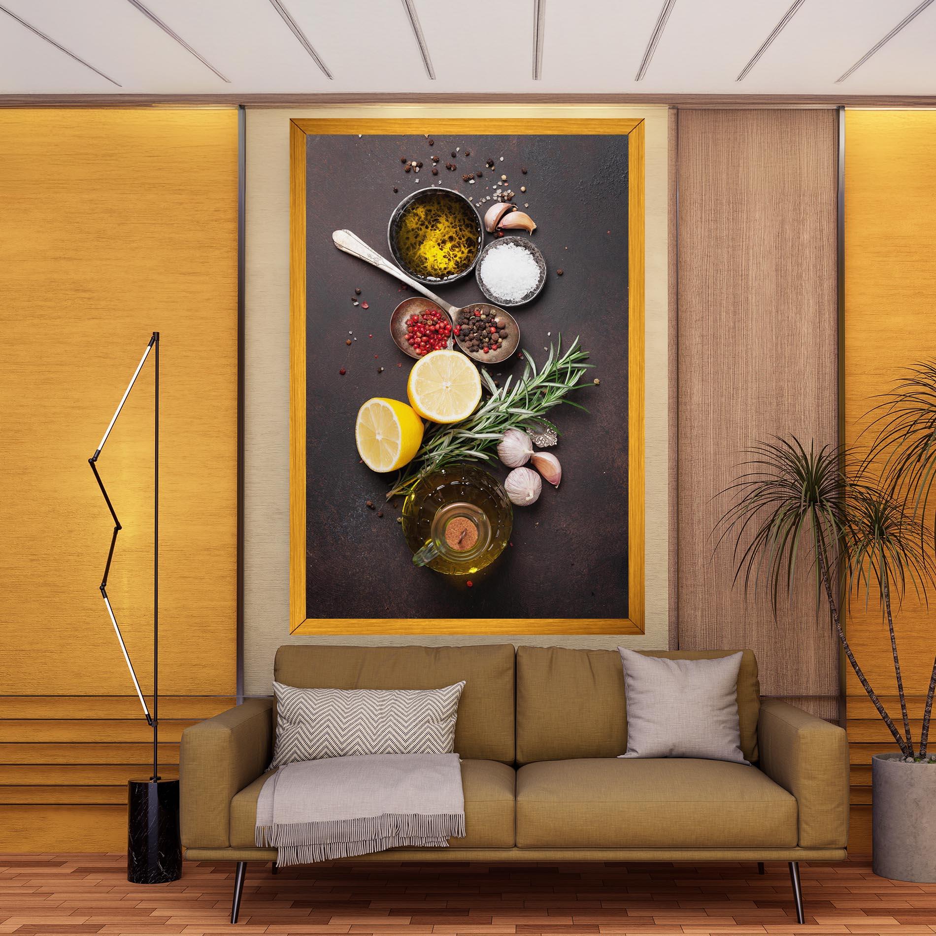 Vászonkép Spices On Stone Table mockup 9